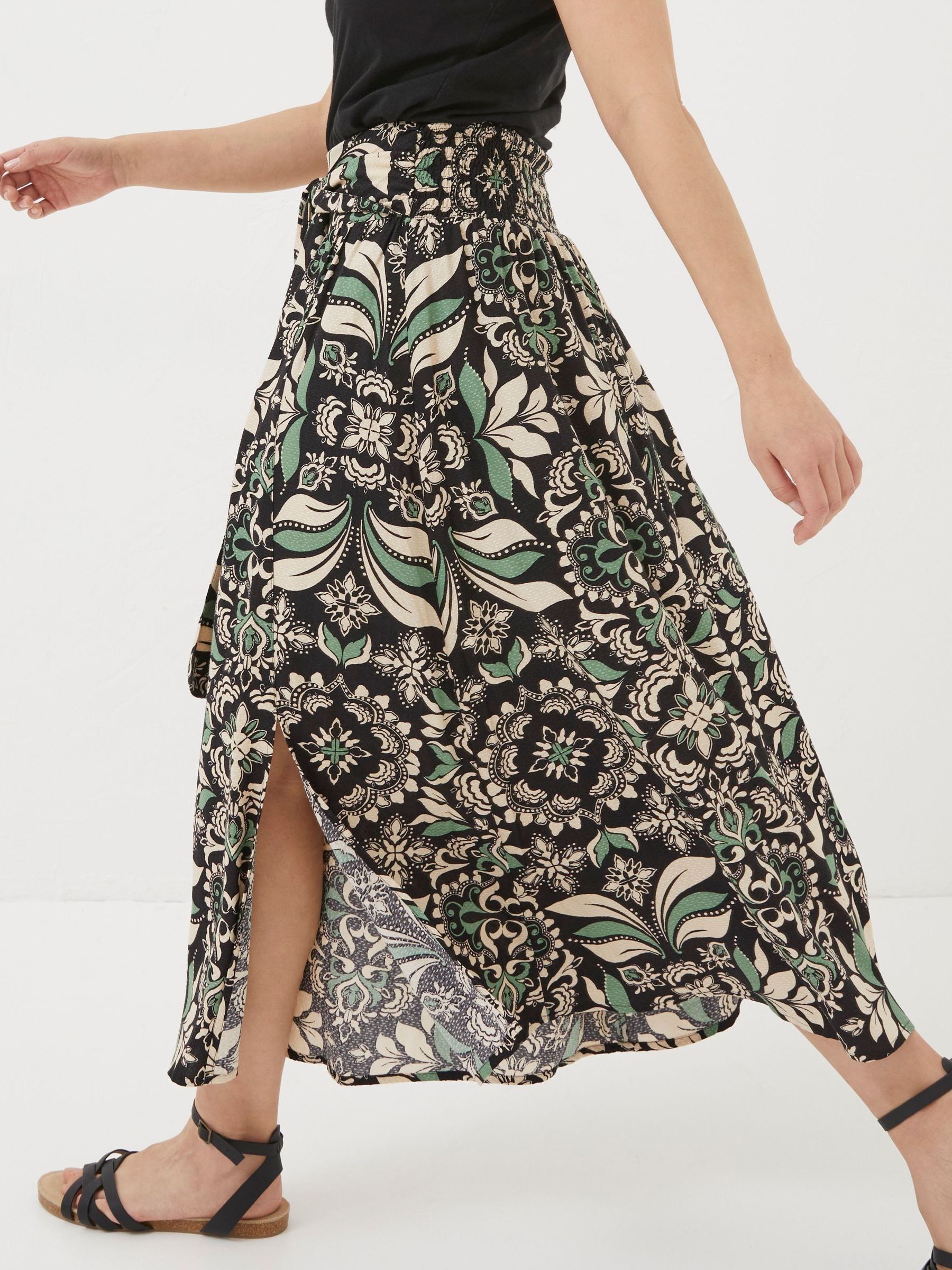 Black Sascha Mosaic Leaf Midi Skirt - Image 3 of 4