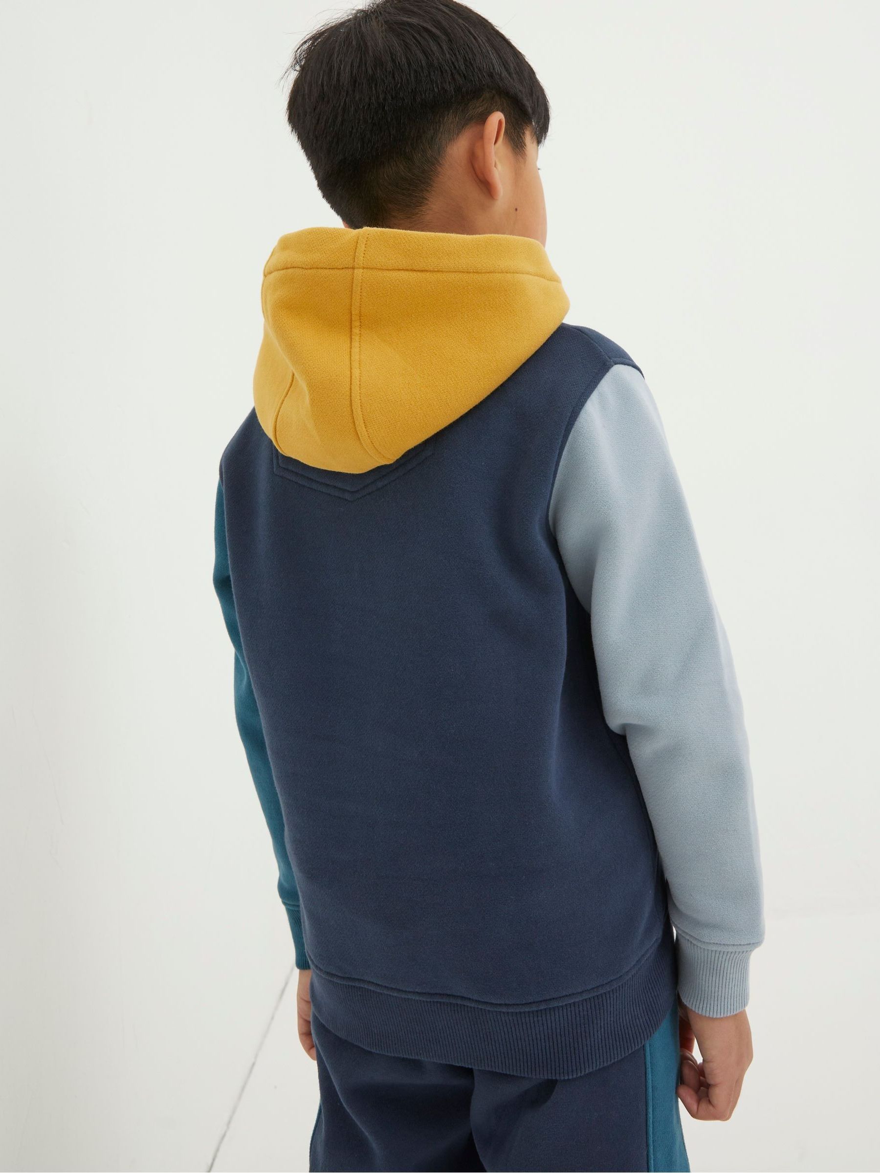 Blue Colourblock Popover Hoodie - Image 2 of 4