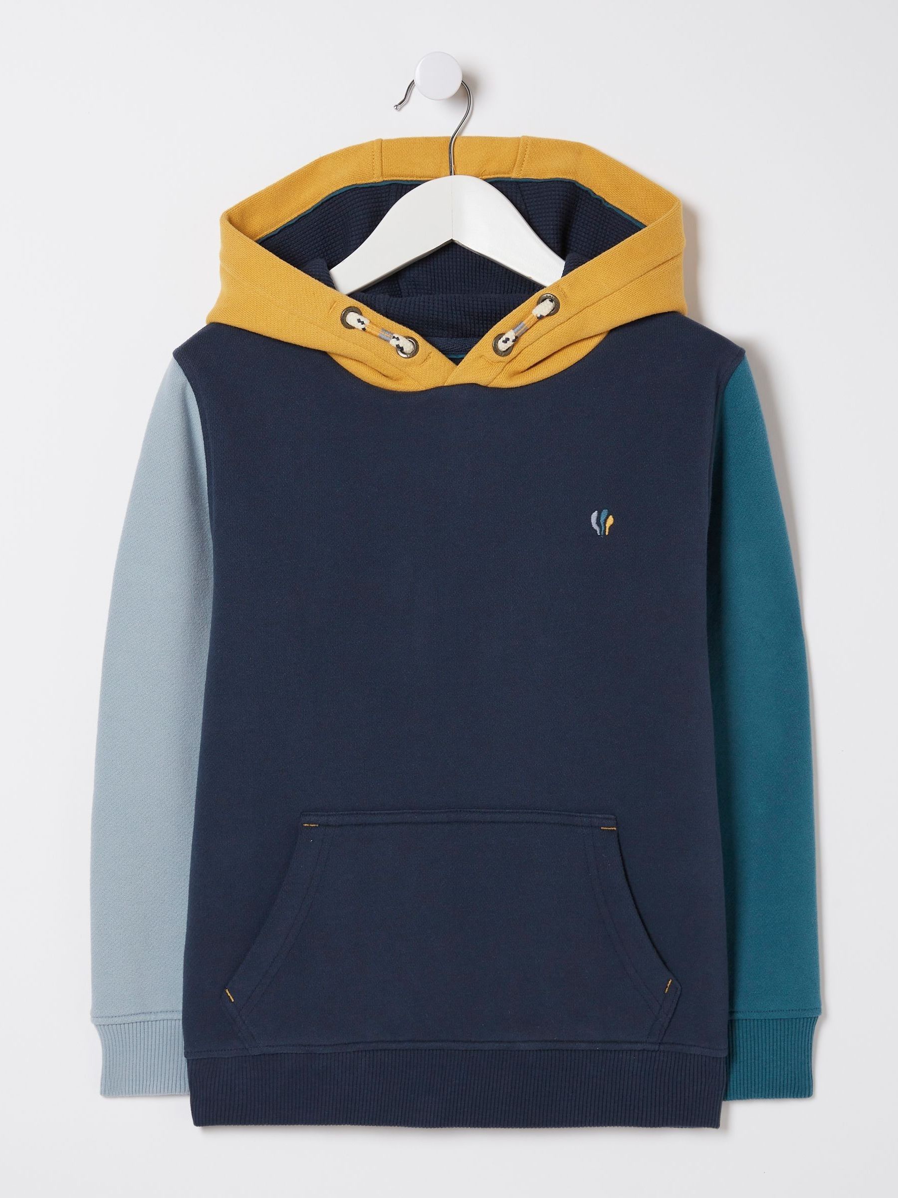 Blue Colourblock Popover Hoodie - Image 4 of 4