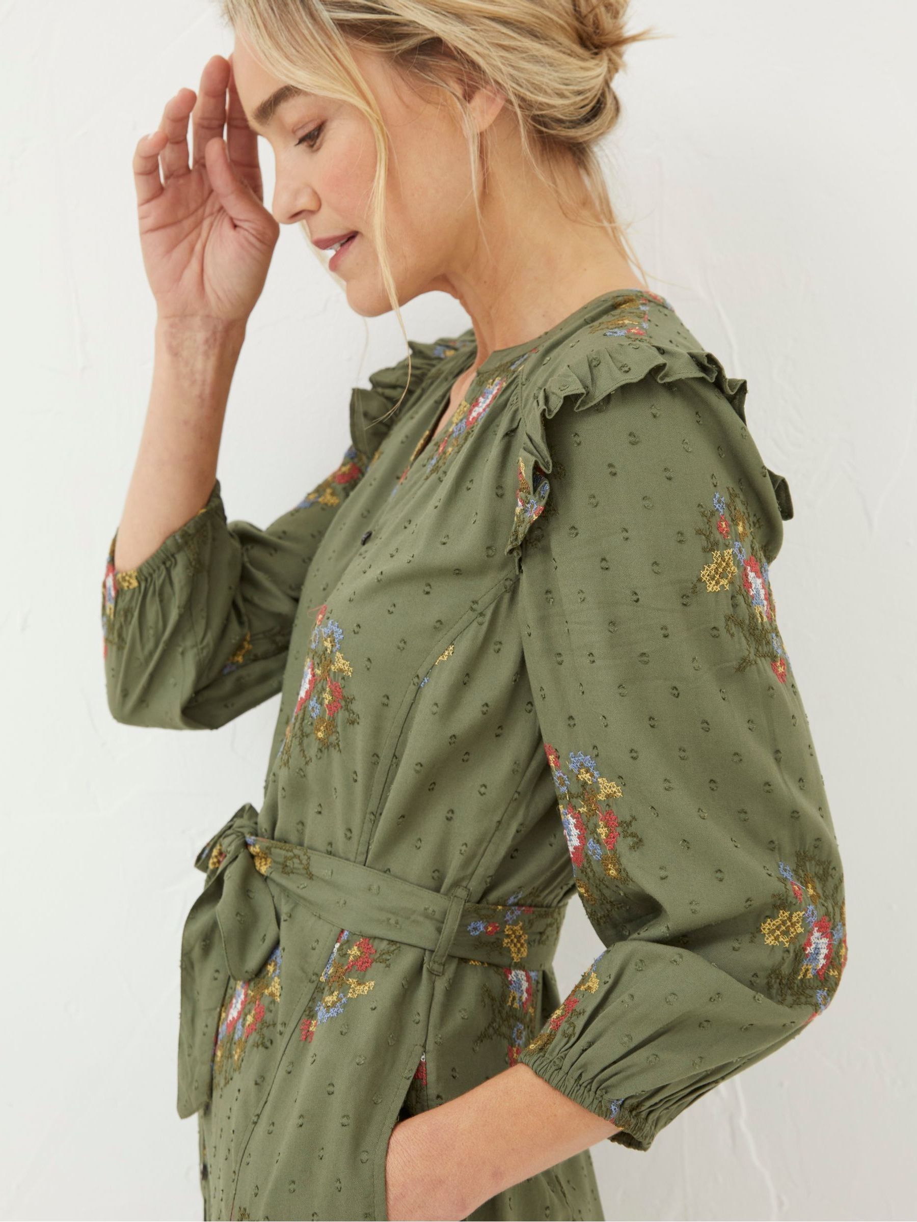 Green Embroidered Shirt Dress - Image 3 of 5