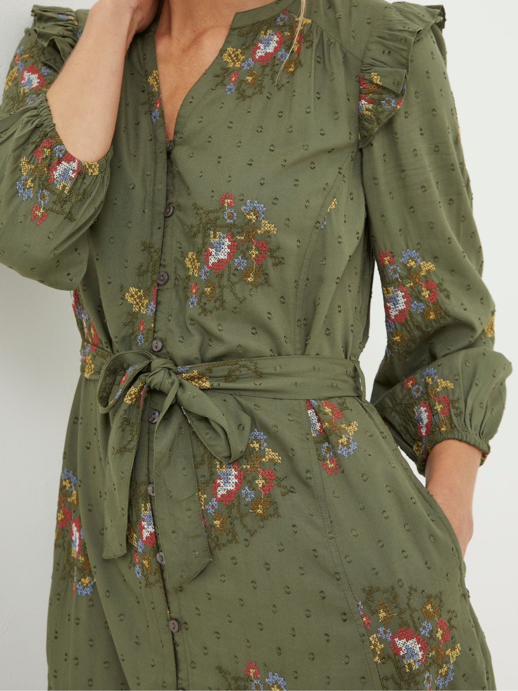 Green Embroidered Shirt Dress - Image 4 of 5