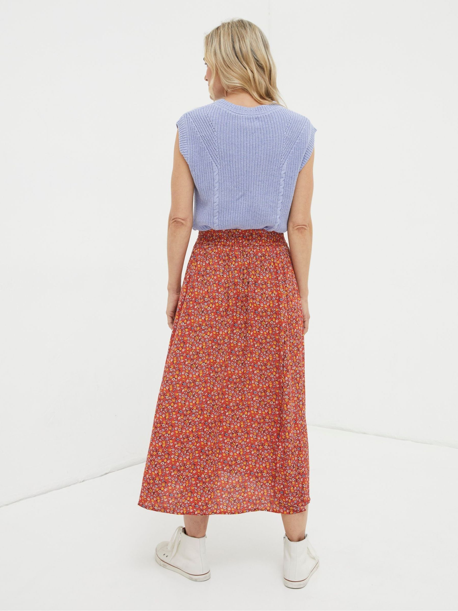 Orange Gradient Floral Midi Skirt - Image 2 of 5