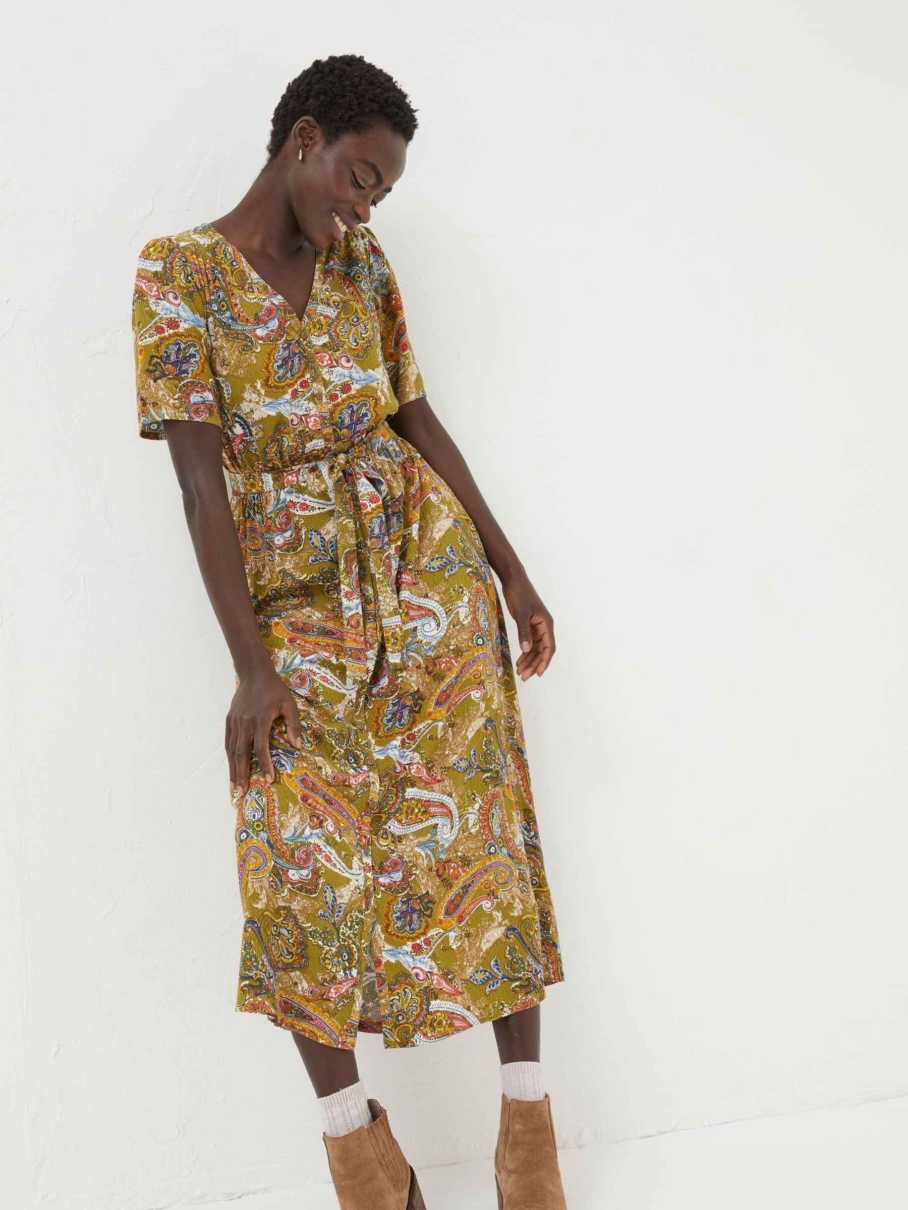 fat face green floral dress Paisley Midi Tea Costume cosplay