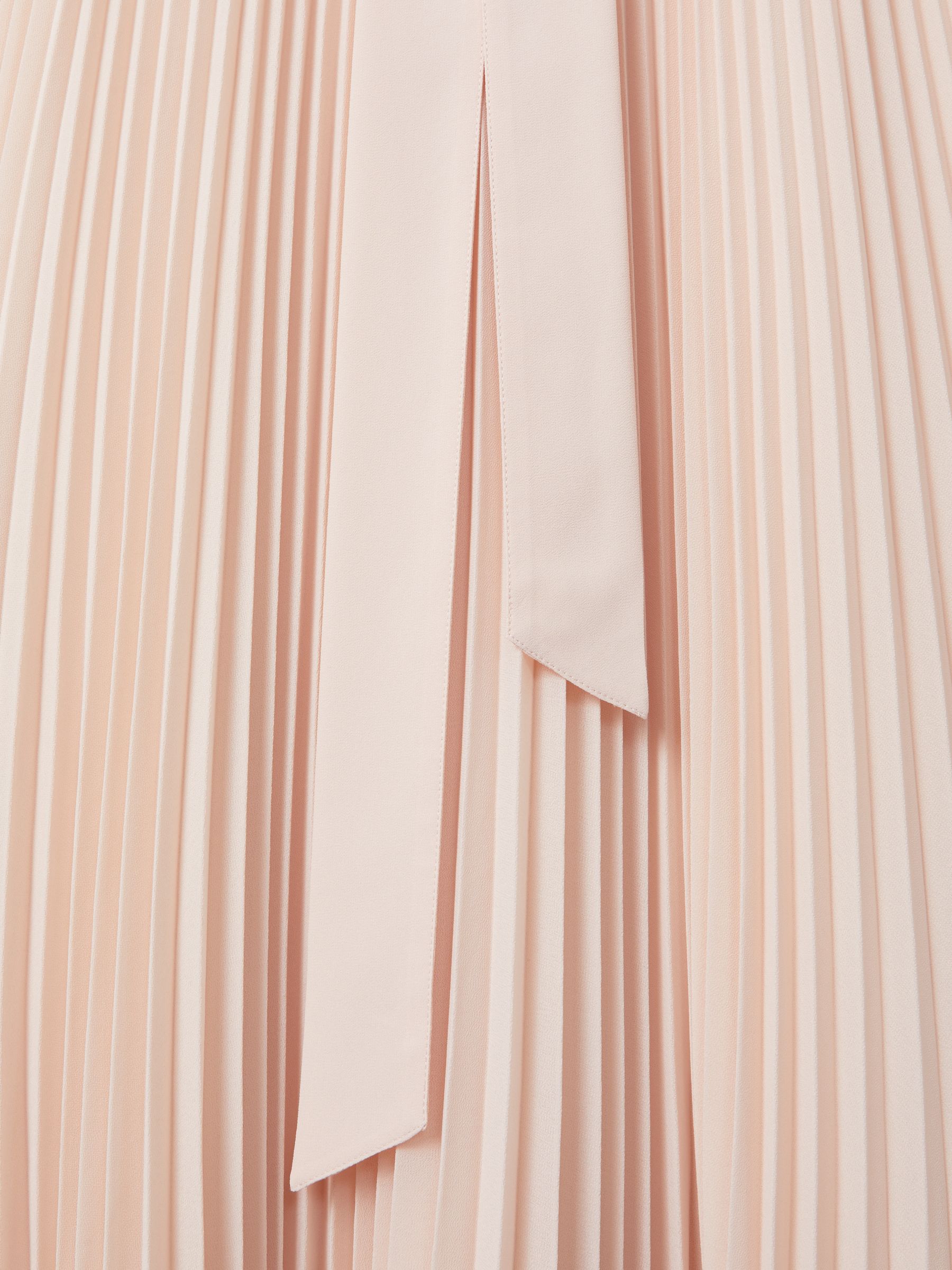 Pleated Belted Midi Dress in Nude/Black - Image 6 of 6