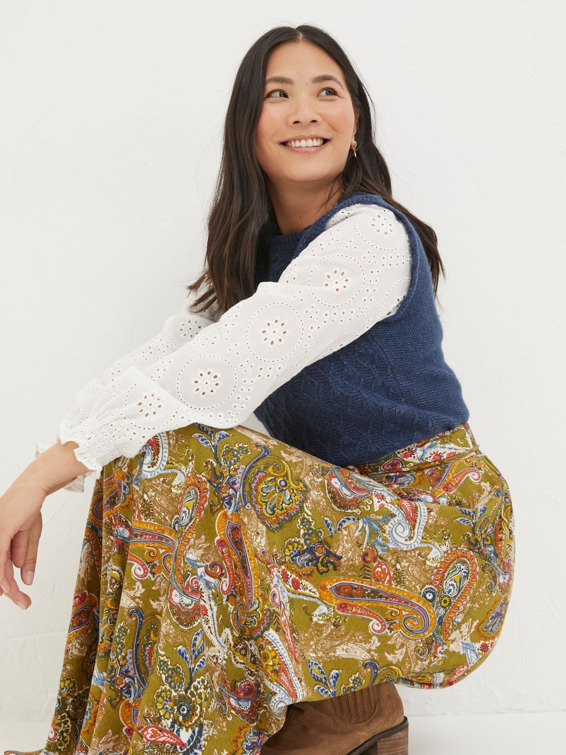 Amelie Green Prairie Paisley Midi Skirt - Image 4 of 6