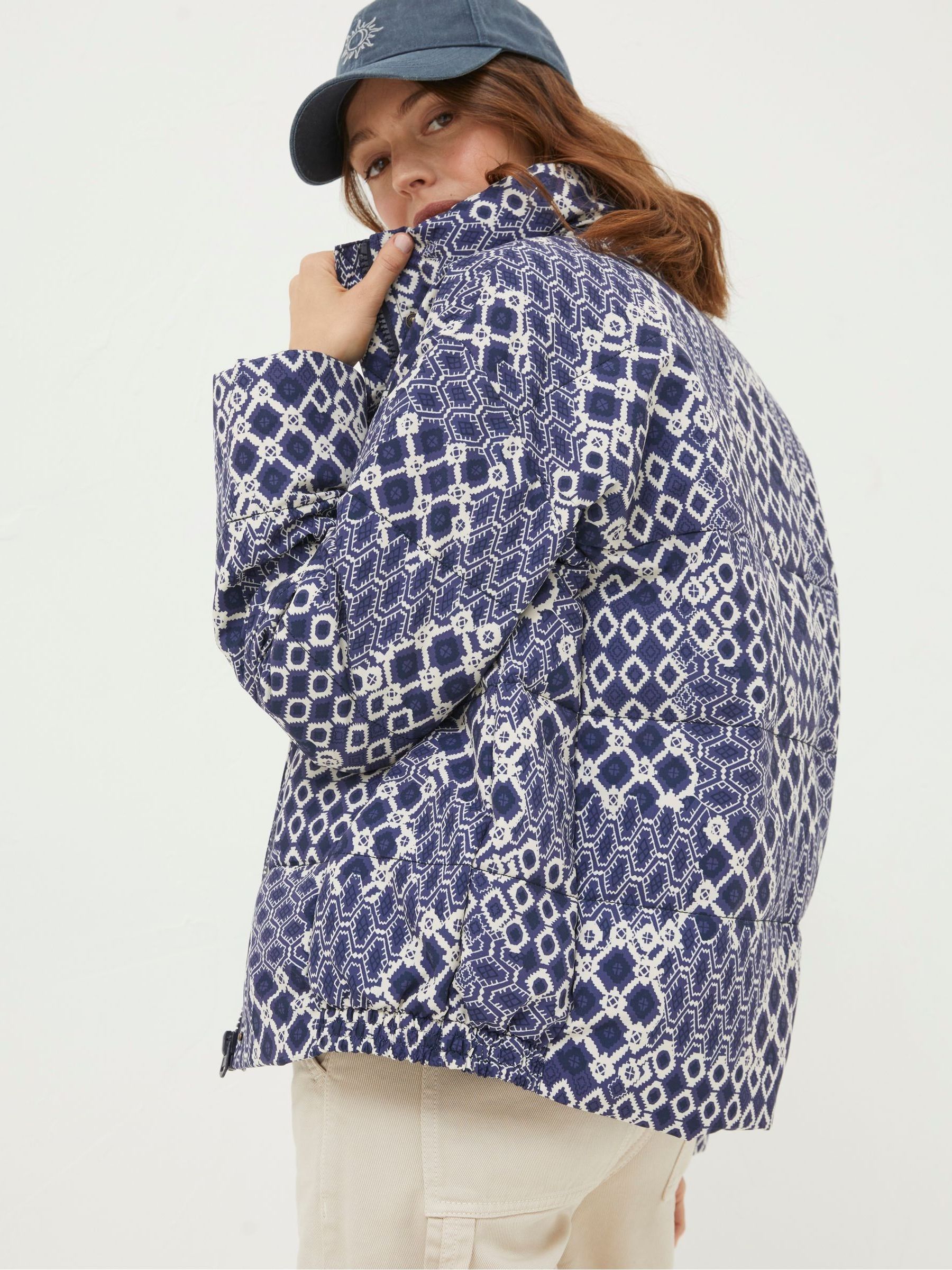 Peri Blue Patchwork Puffer Jacket - Image 2 of 6