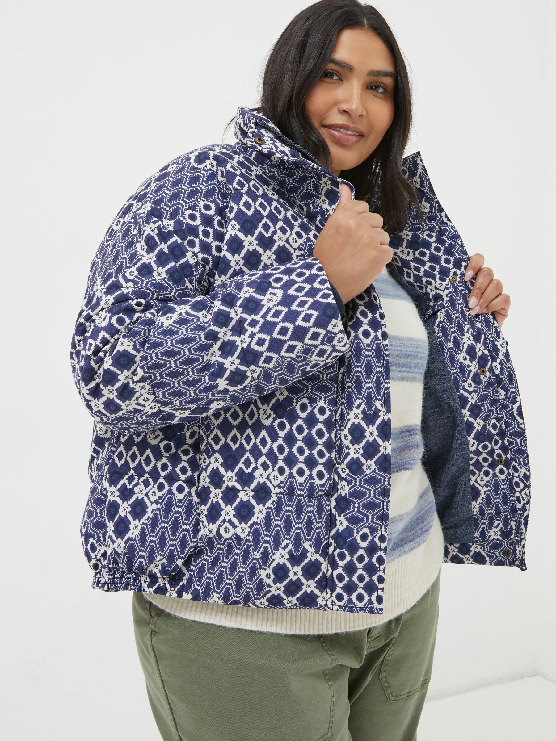Peri Blue Patchwork Puffer Jacket - Image 4 of 6