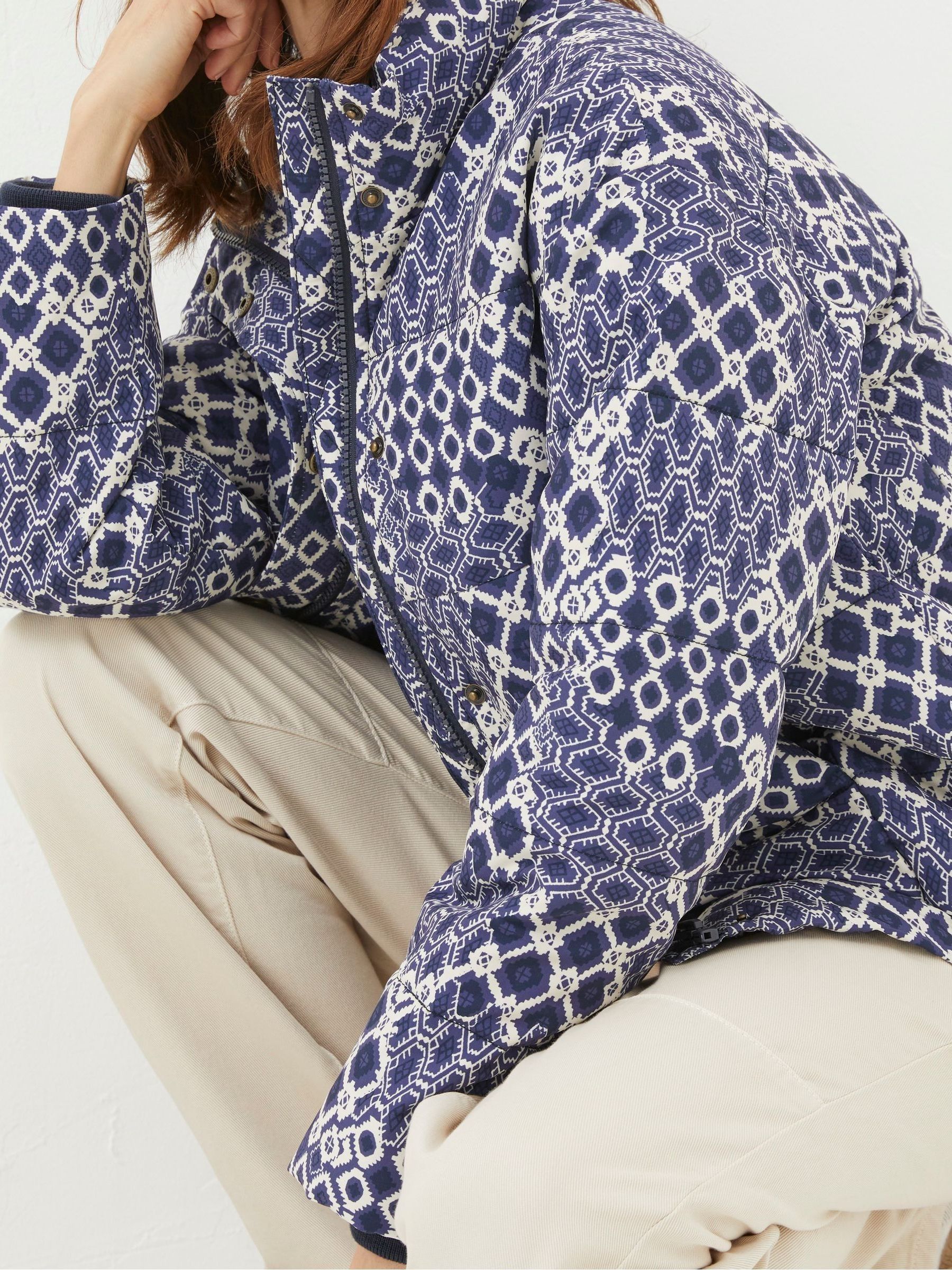 Peri Blue Patchwork Puffer Jacket - Image 5 of 6