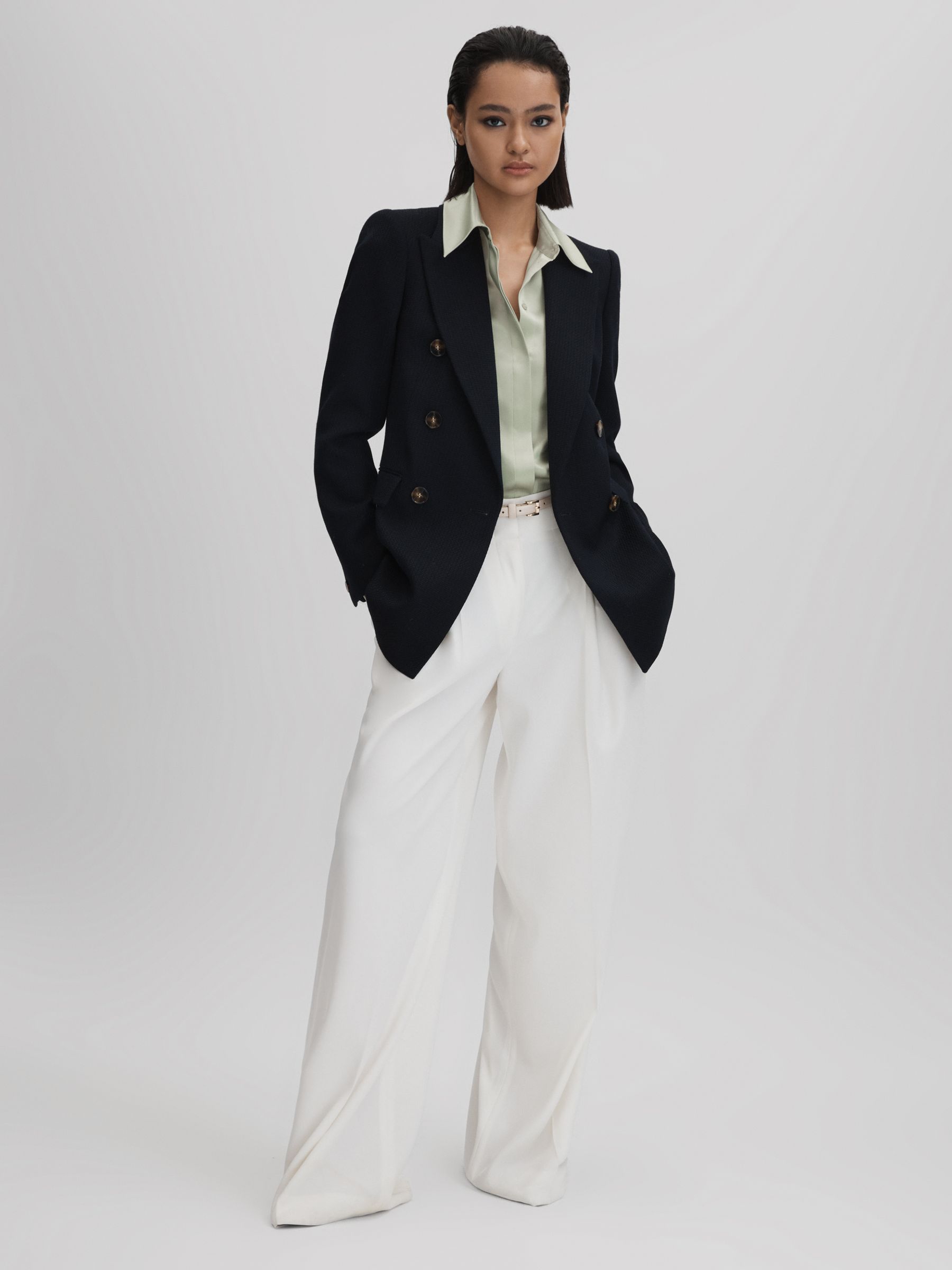 Silk Button-Through Shirt in Green - Image 3 of 6