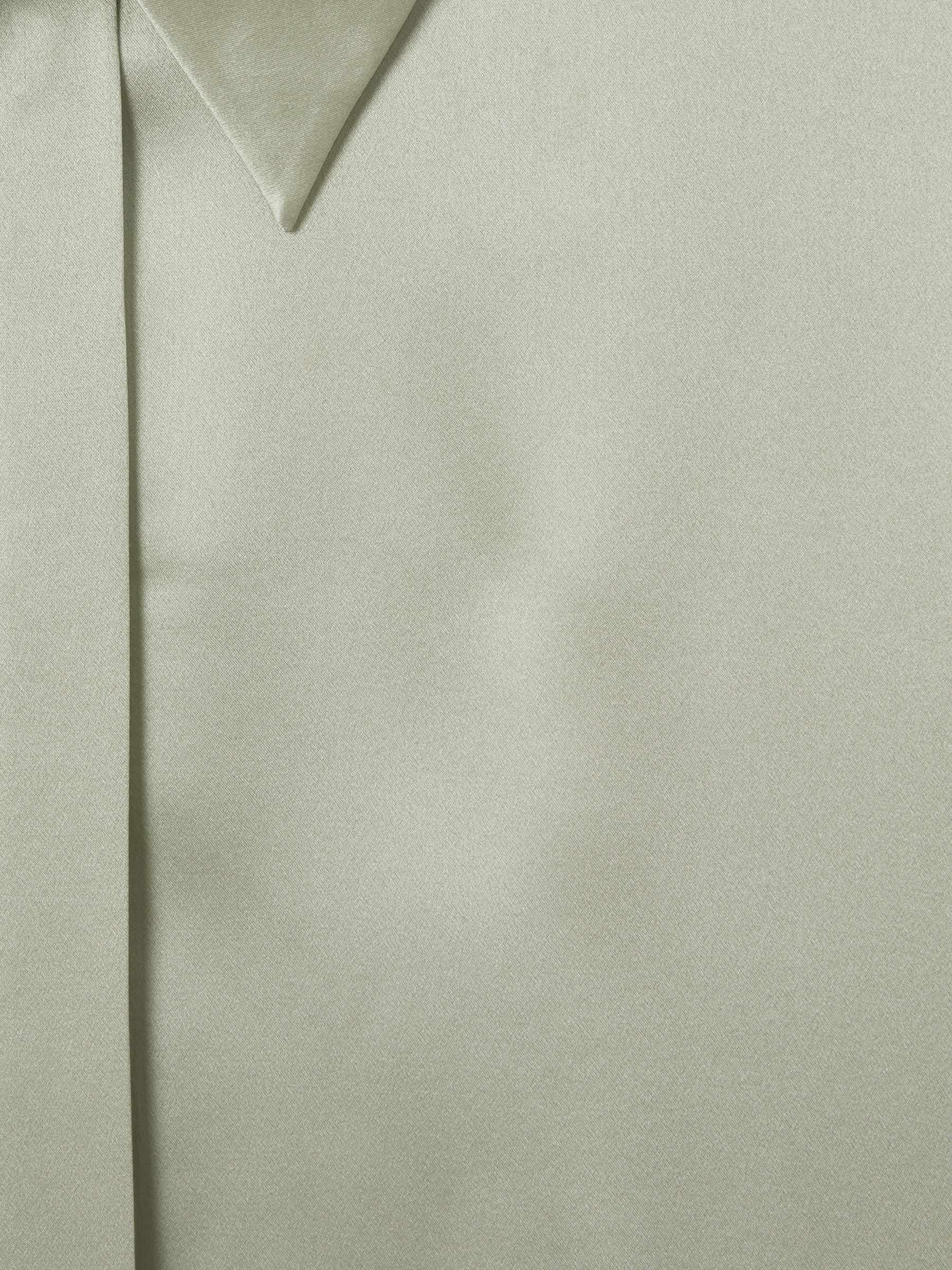 Silk Button-Through Shirt in Green - Image 6 of 6