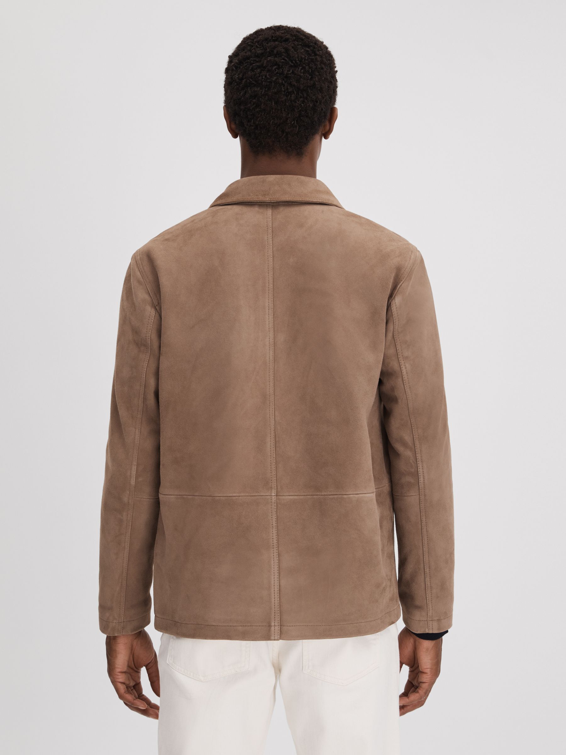 Suede Button-Through Jacket in Mocha - Image 5 of 6