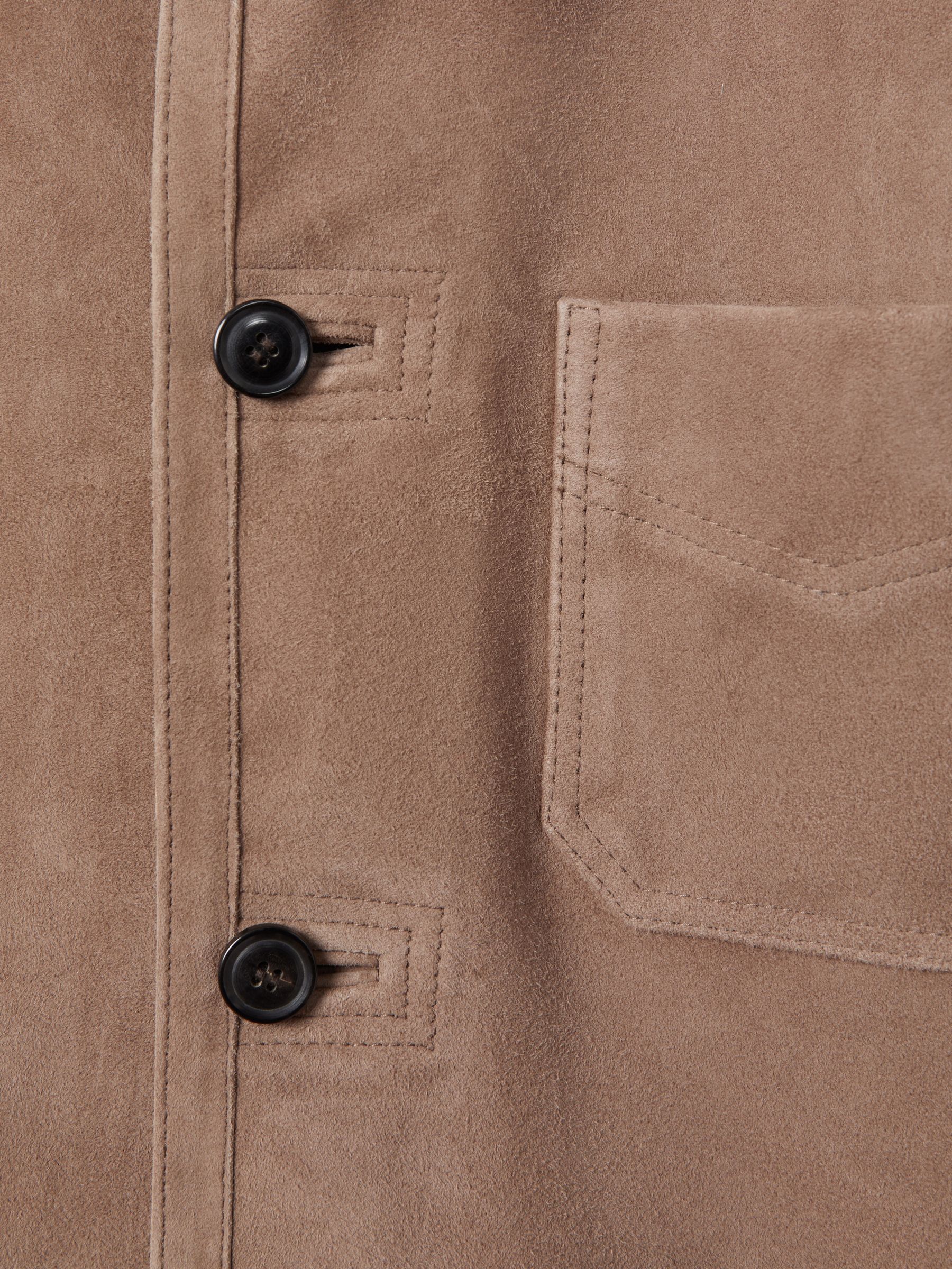 Suede Button-Through Jacket in Mocha - Image 6 of 6