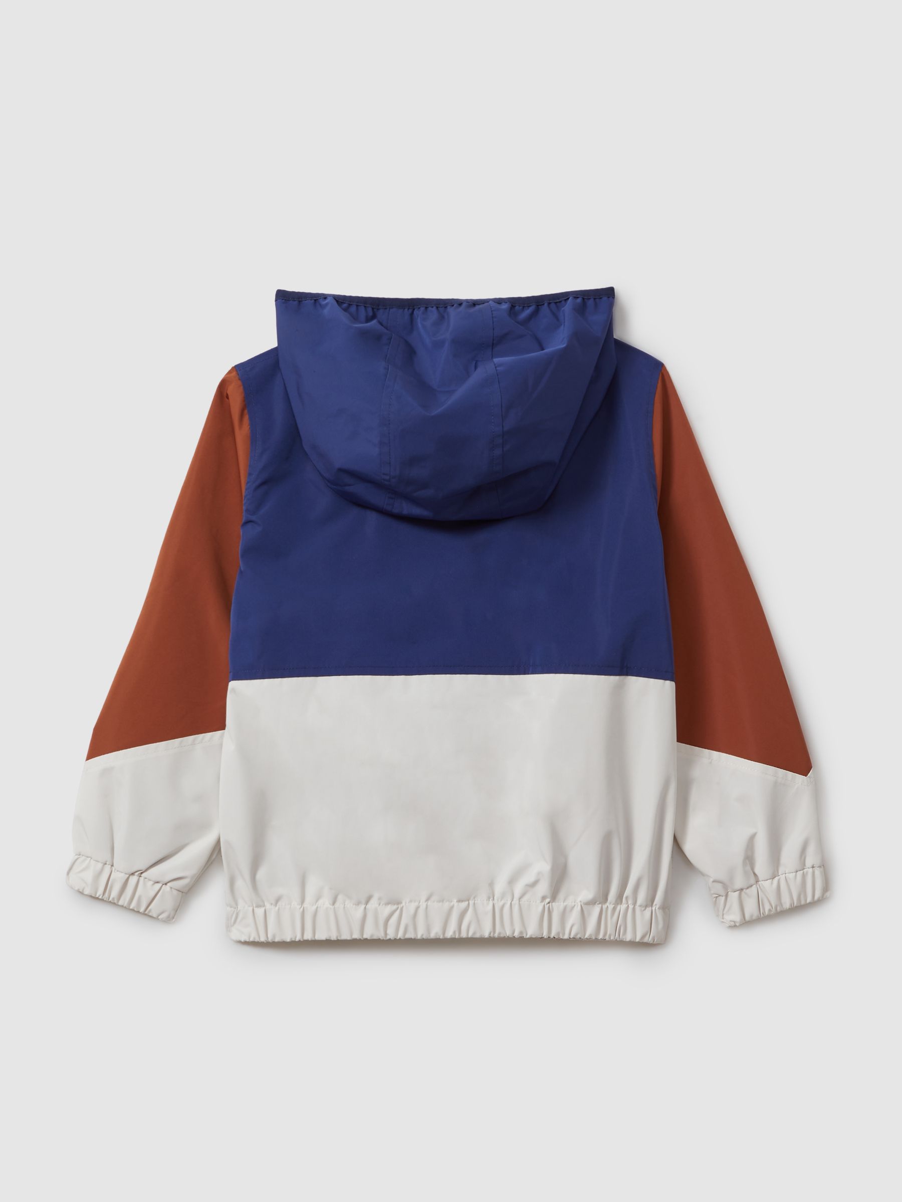 9-13 yrs Colourblock Hooded Coat in Stone/Blue/Tobacco - Image 2 of 3