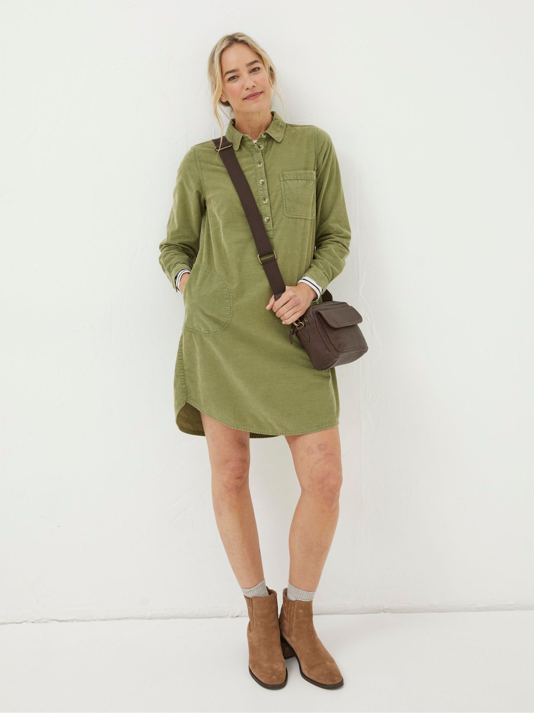 emerald green princess dress clipart Fat Face khaki olive green leaf print wrap dress – The Frockery main image 0