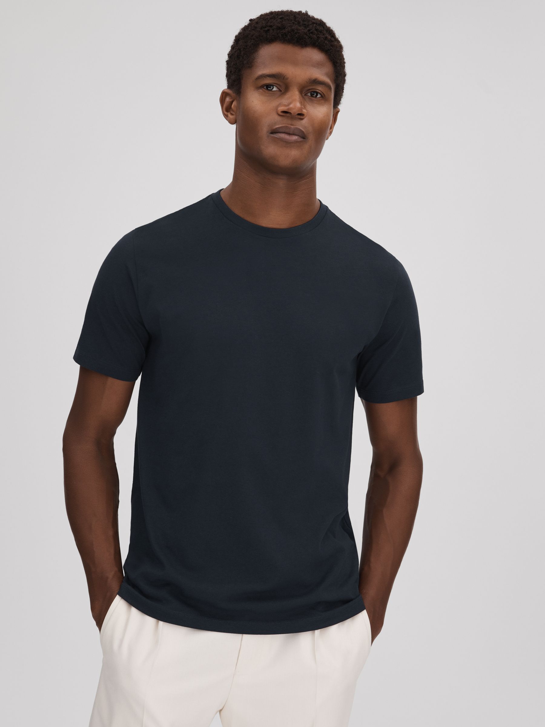 Pack of Two Crew-Neck T-Shirts in Navy/White - Image 2 of 6