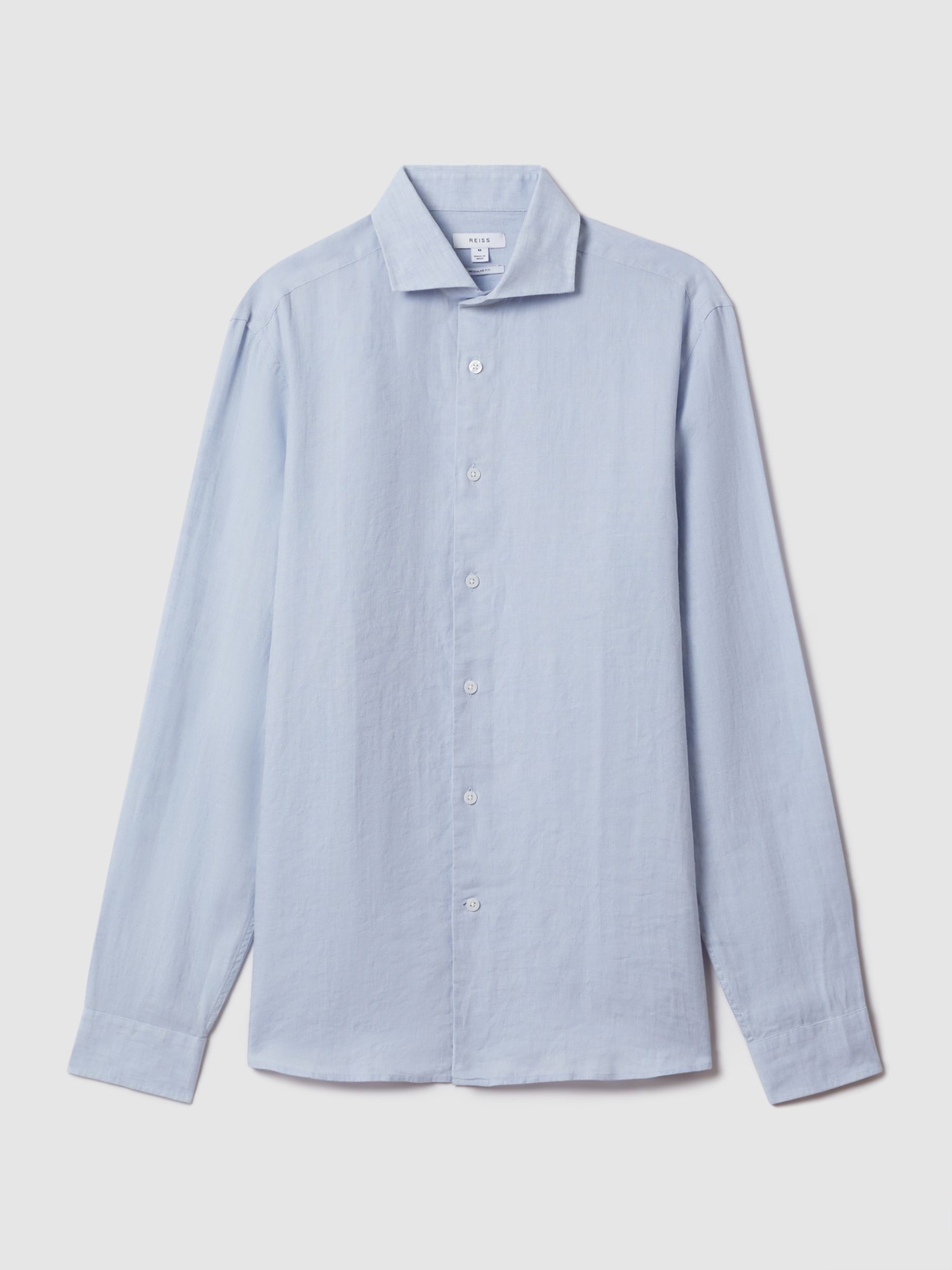Linen Button-Through Shirt in Light Blue - Image 2 of 6