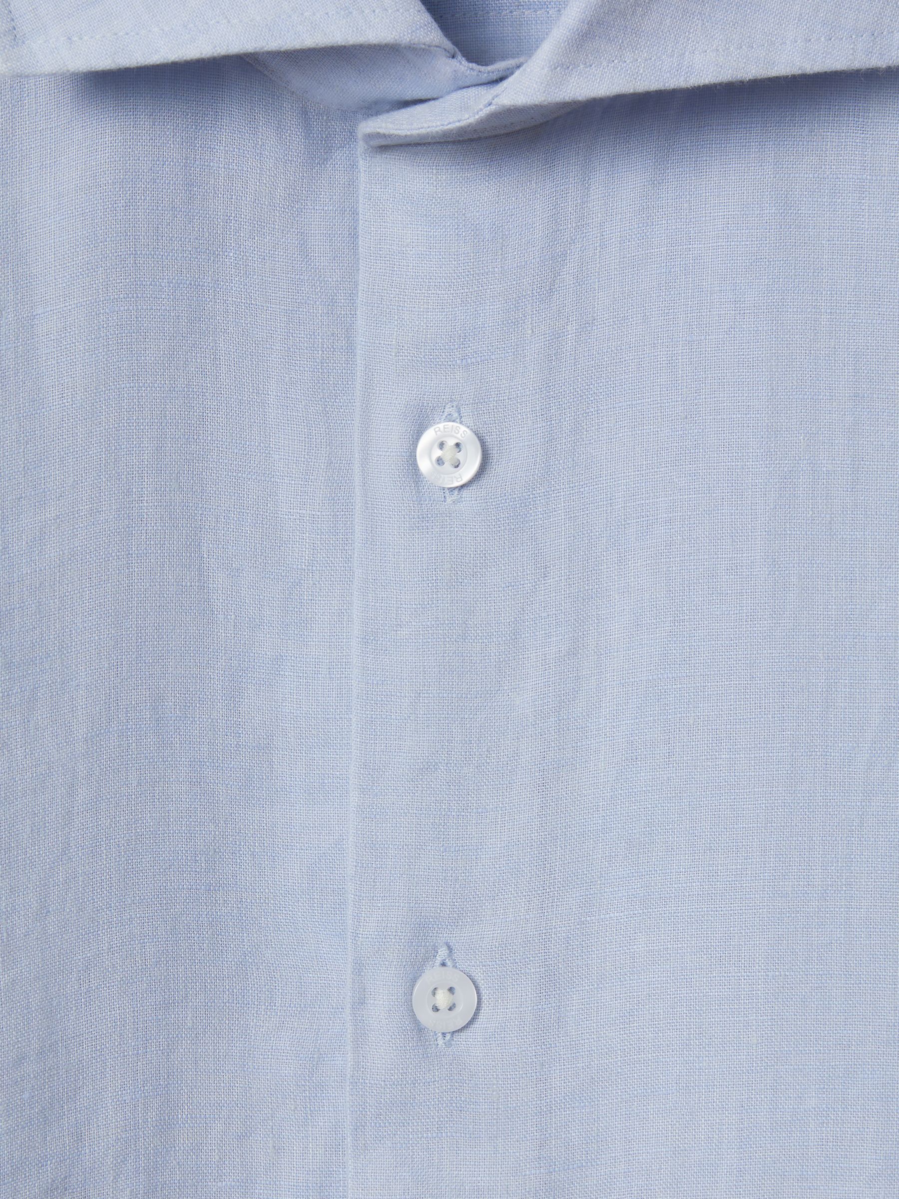 Linen Button-Through Shirt in Light Blue - Image 6 of 6
