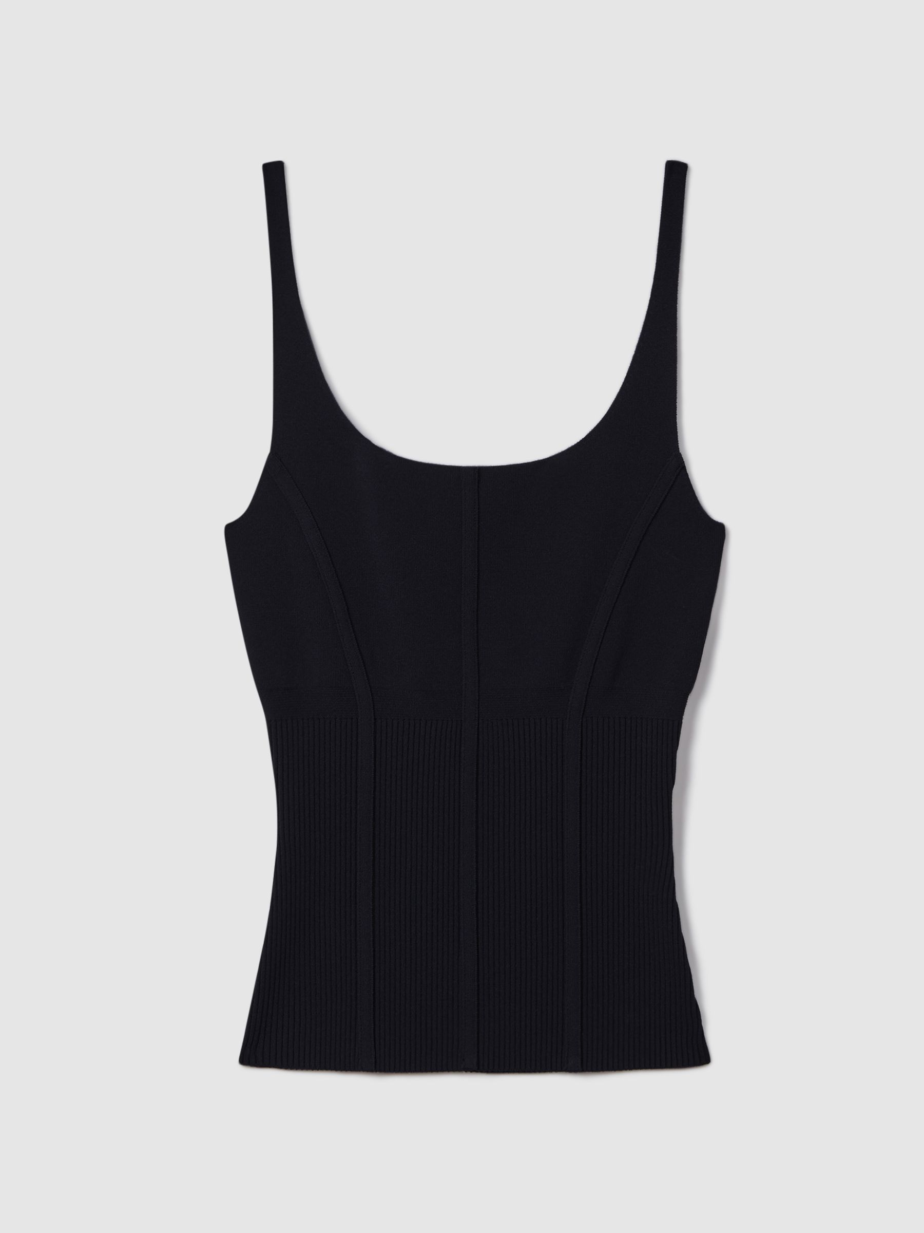 Verity Navy Ribbed Seam Detail Vest - Image 2 of 6