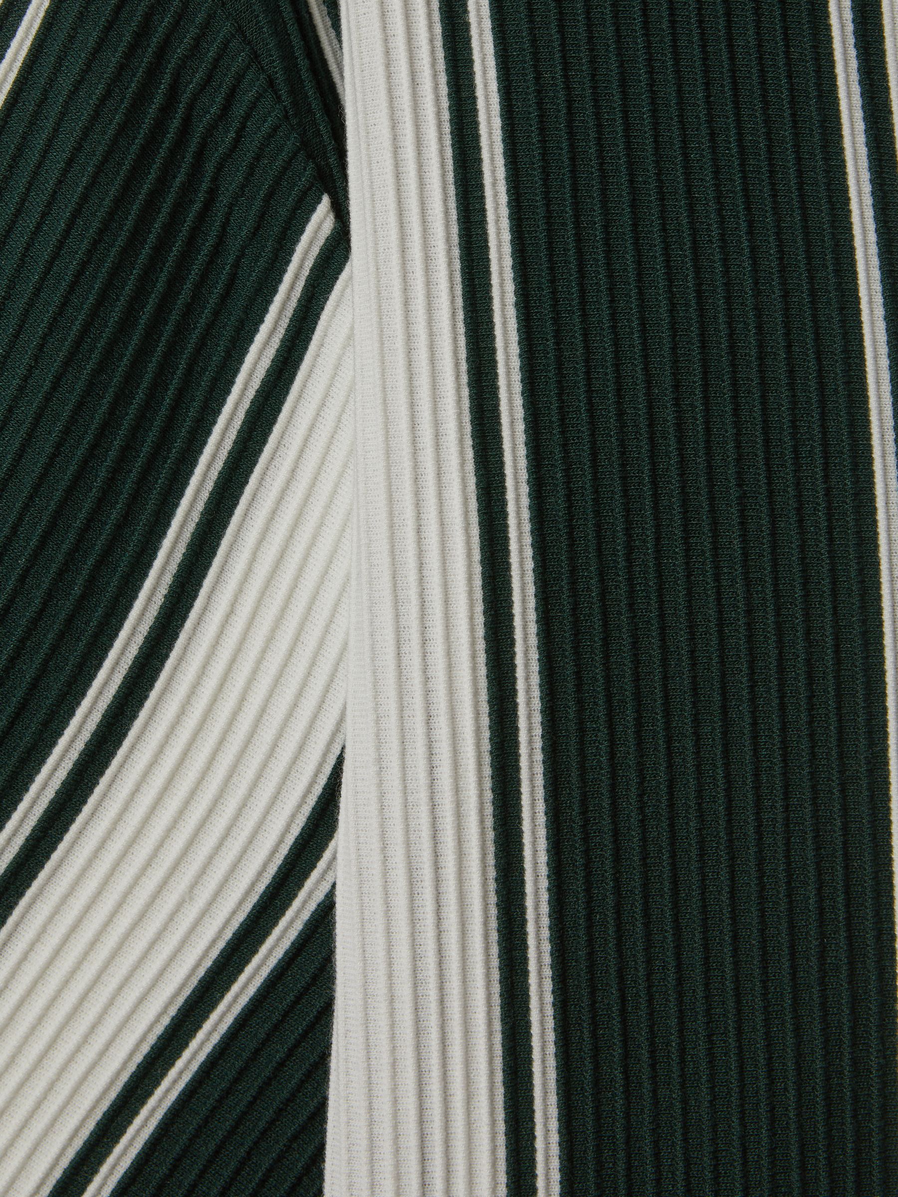 Slim Fit Ribbed Cuban Collar Shirt in Green/White - Image 6 of 6