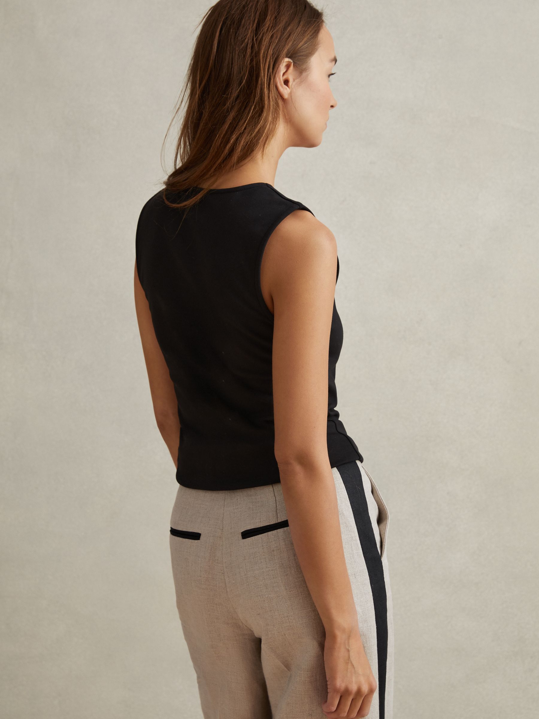 Scoop Neck Vest in Black - Image 4 of 6