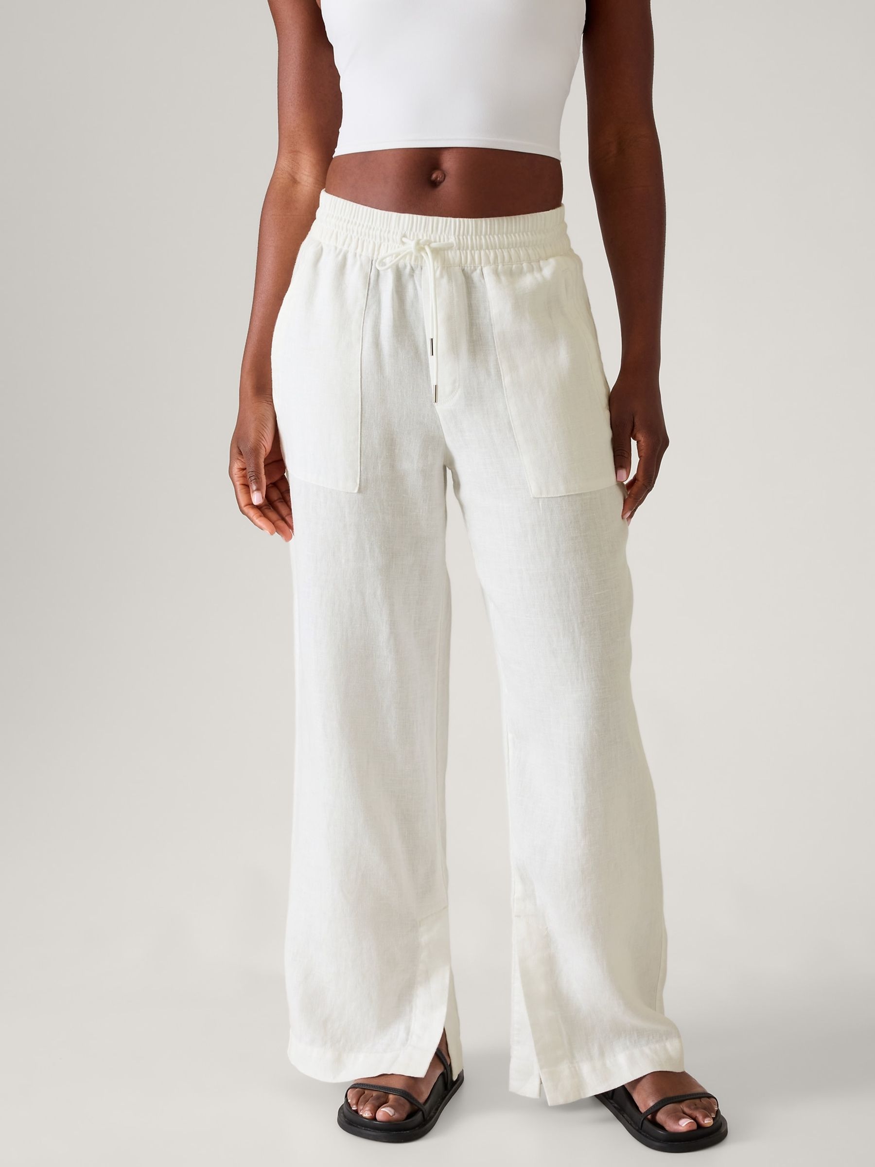 Athleta White Retreat Wide Leg Linen Trousers - Image 1 of 1