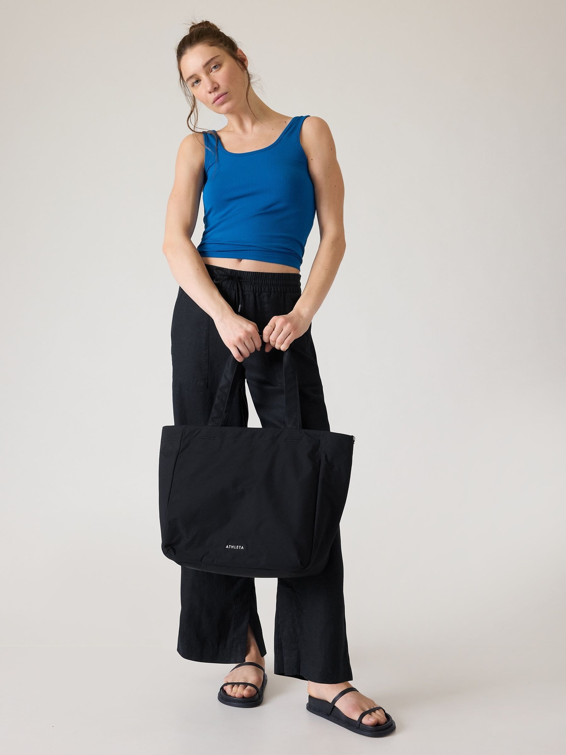 Athleta Black 100% Linen Retreat Wide Leg Trousers - Image 3 of 8