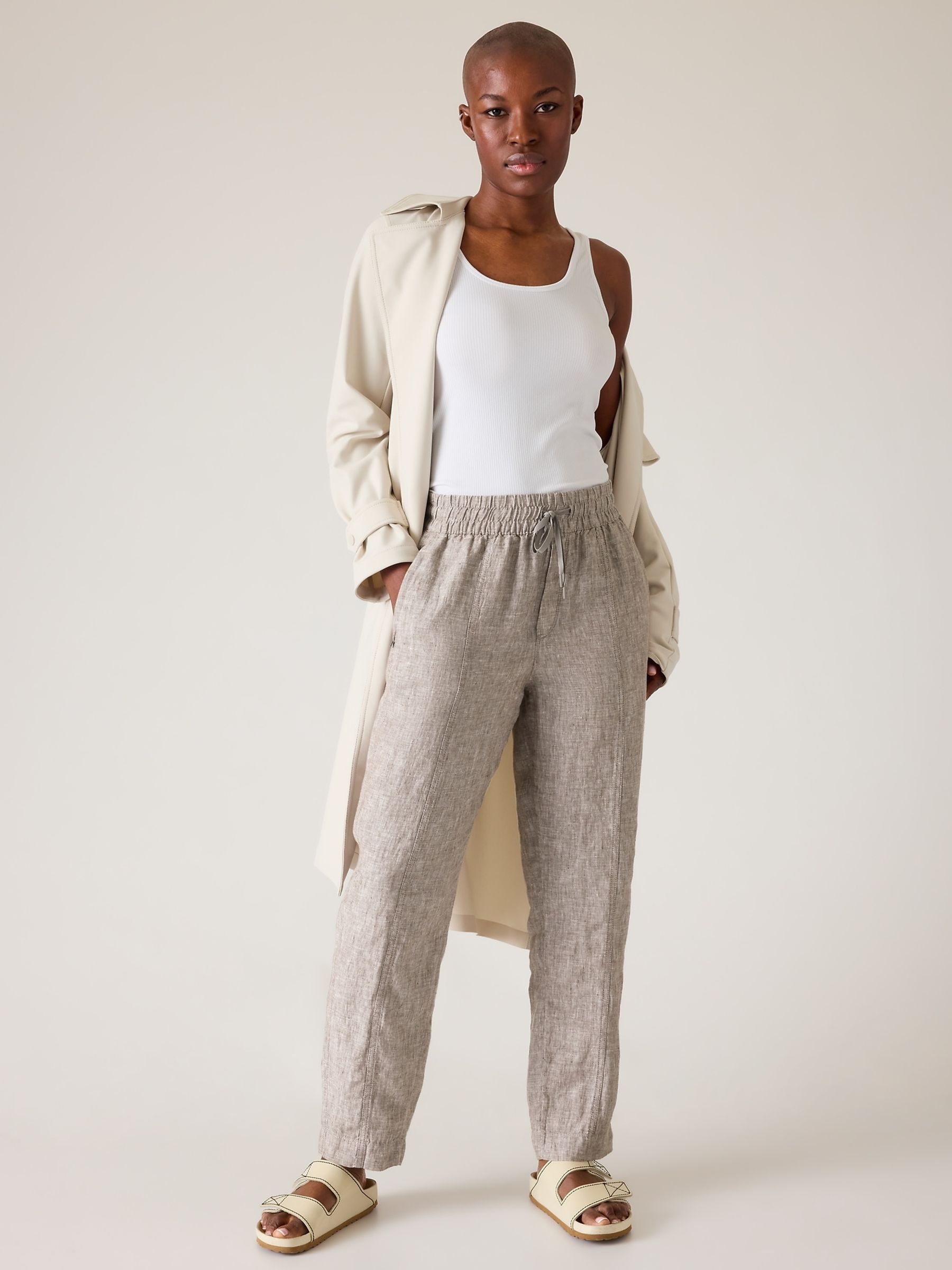 Athleta Beige Retreat Linen Ankle Trousers - Image 3 of 5