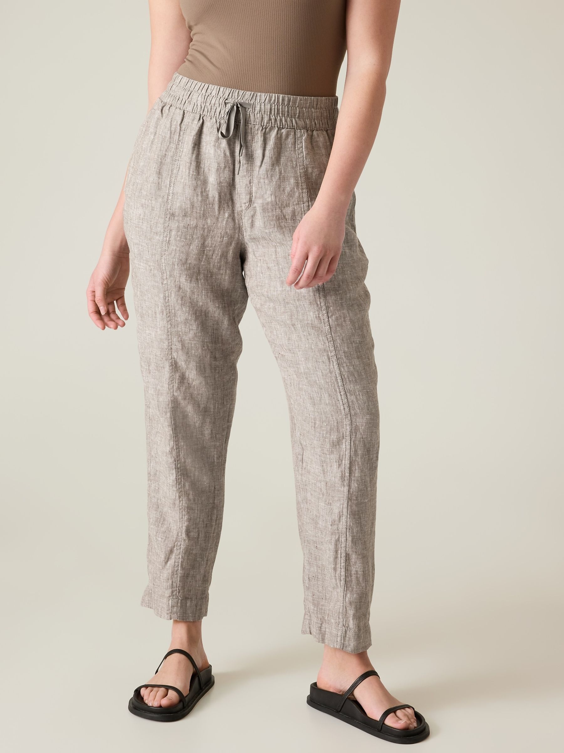 Athleta Beige Retreat Linen Ankle Trousers - Image 4 of 5
