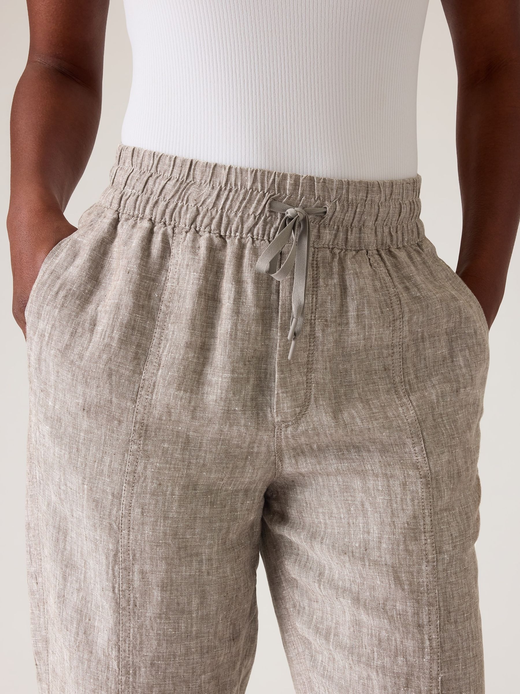 Athleta Beige Retreat Linen Ankle Trousers - Image 5 of 5