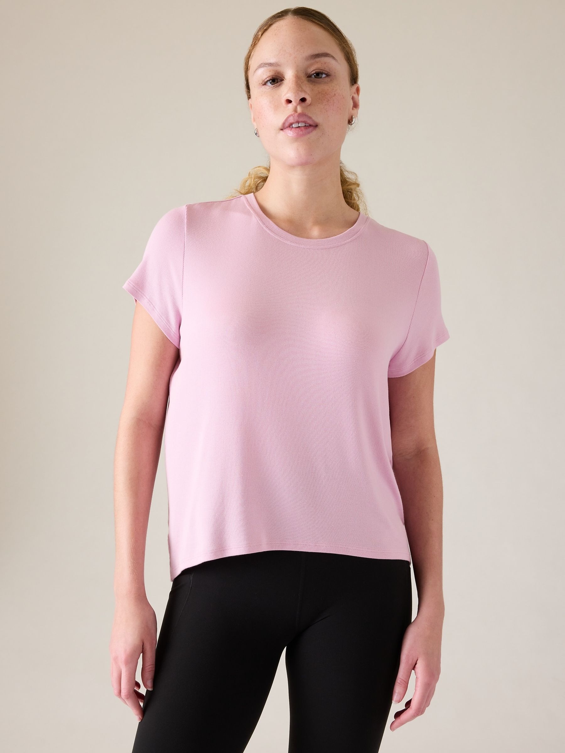 Athleta Pink With Ease Rib T-Shirt - Image 1 of 4