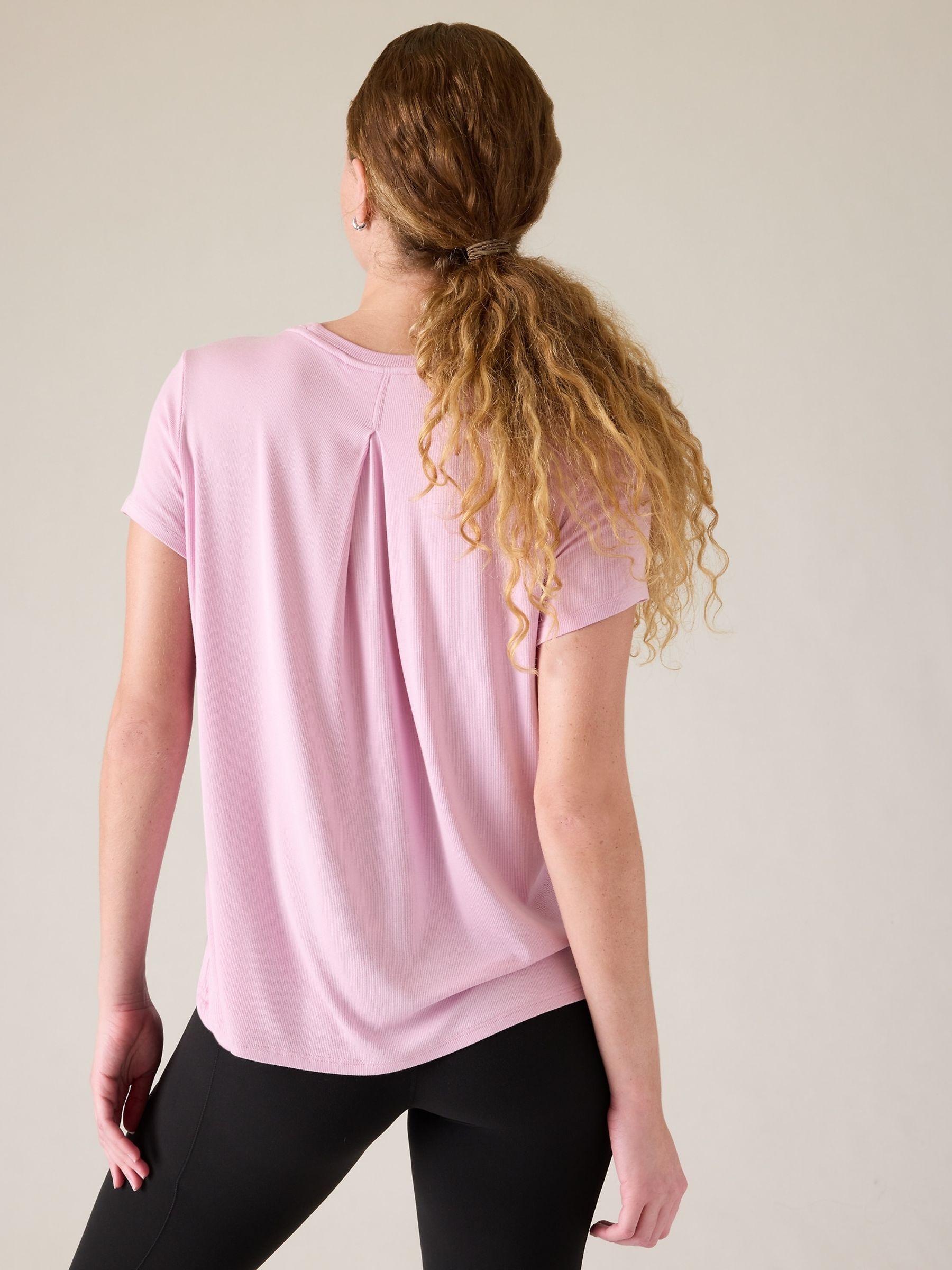 Athleta Pink With Ease Rib T-Shirt - Image 2 of 4