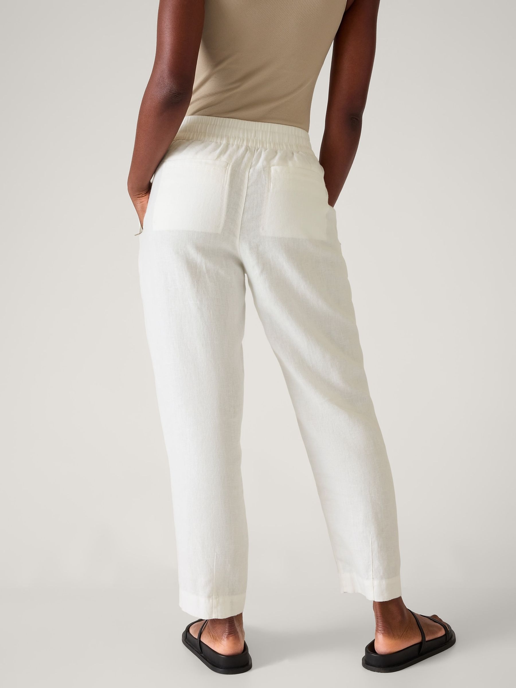 Athleta White Retreat Linen Ankle Trousers - Image 2 of 5