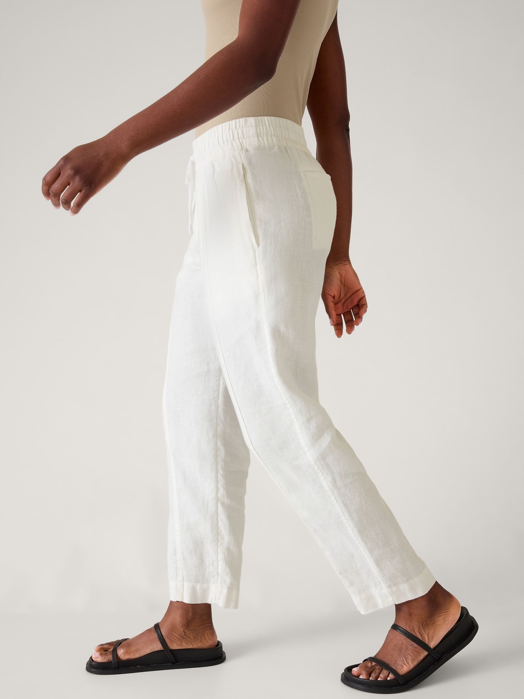 Athleta White Retreat Linen Ankle Trousers - Image 3 of 5