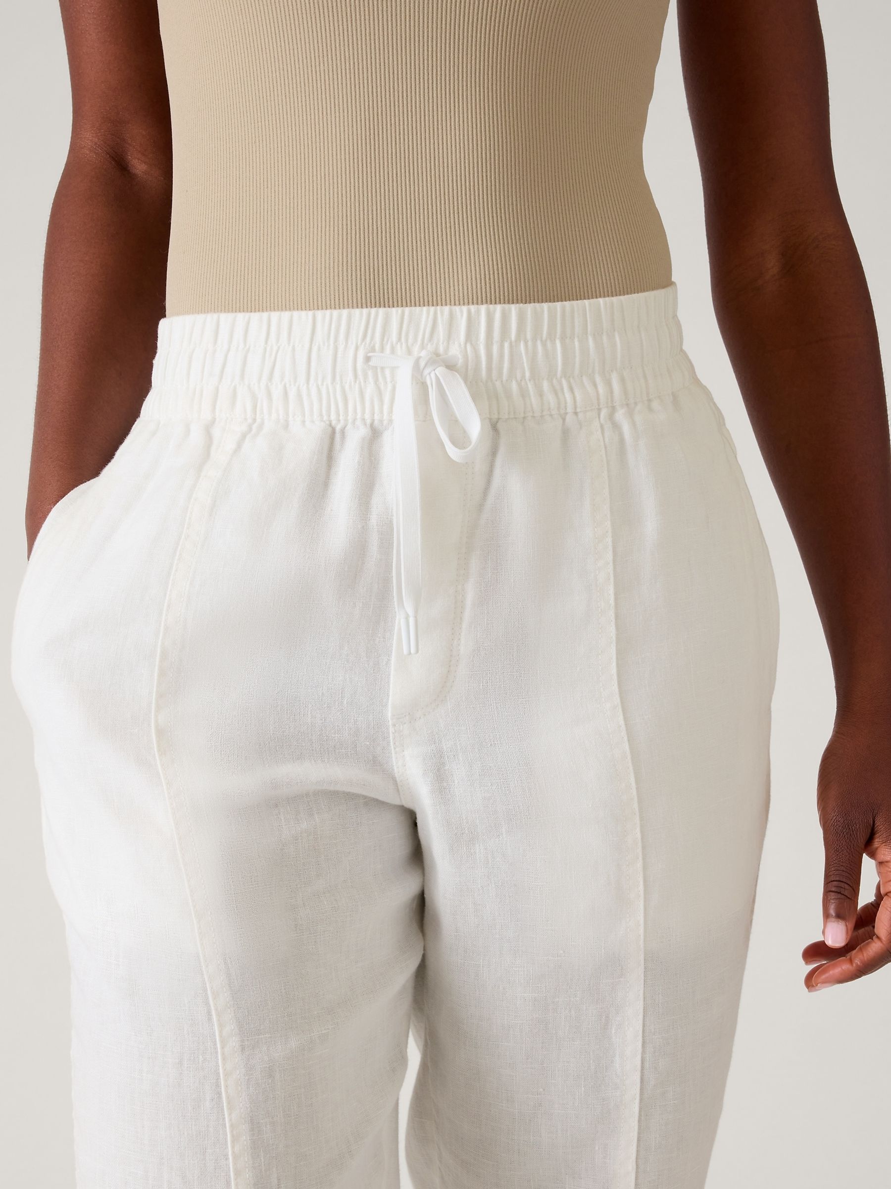 Athleta White Retreat Linen Ankle Trousers - Image 4 of 5