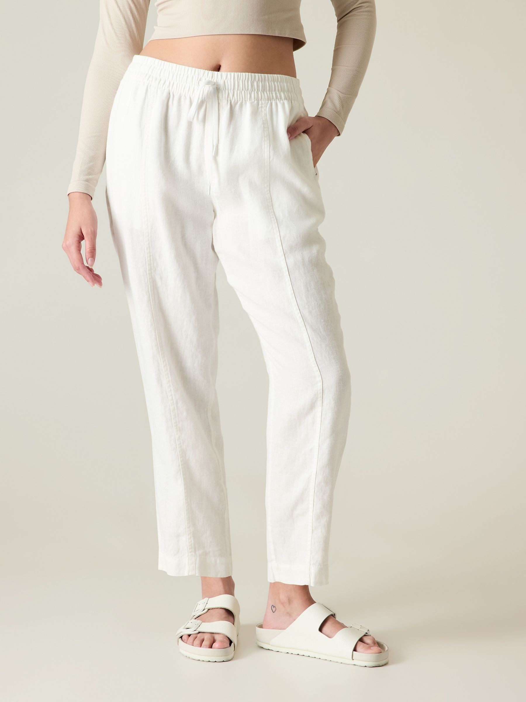 Athleta White Retreat Linen Ankle Trousers - Image 5 of 5