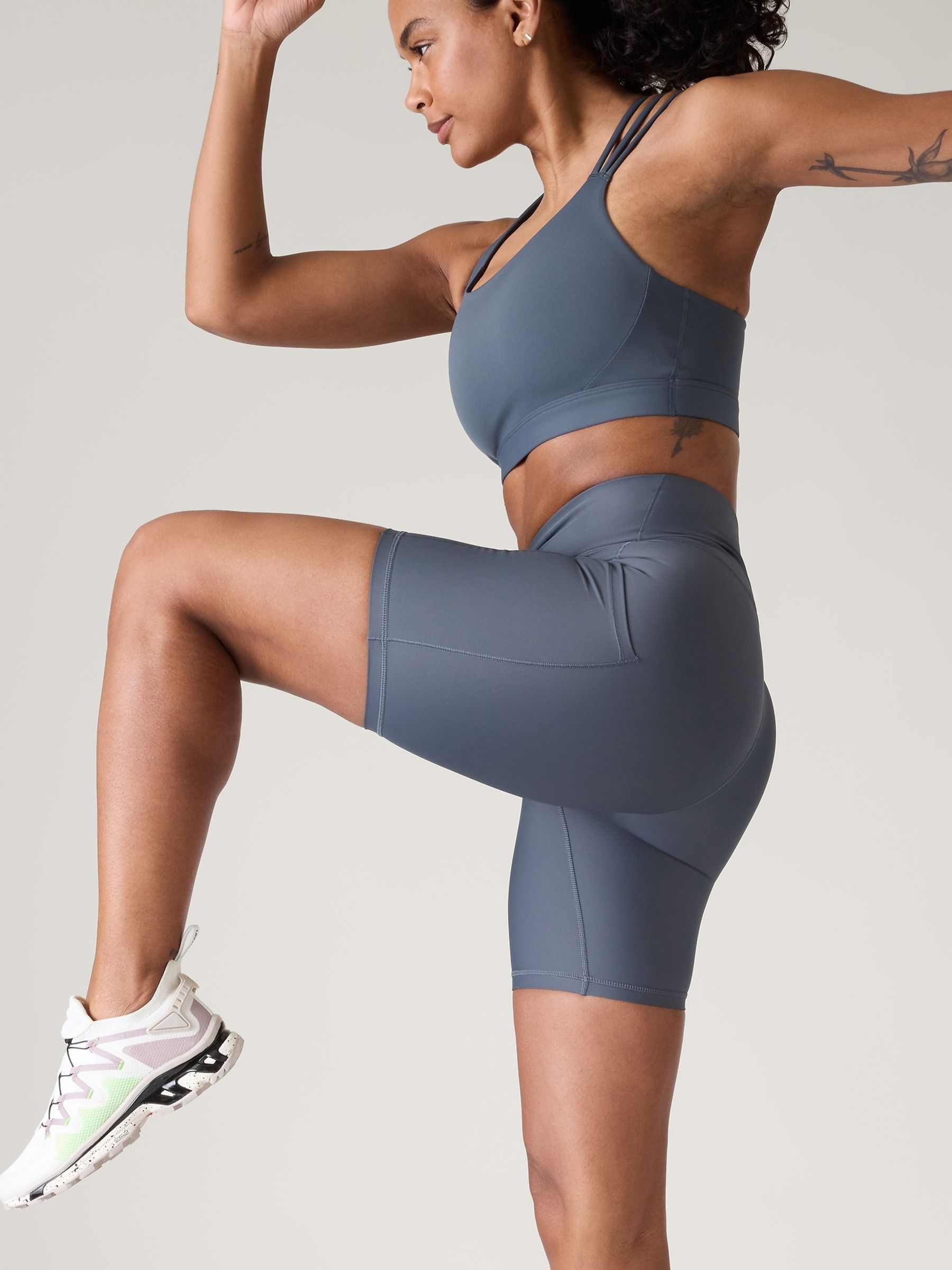 Athleta Blue Interval High Waisted 7" Pocket Shorts - Image 3 of 4