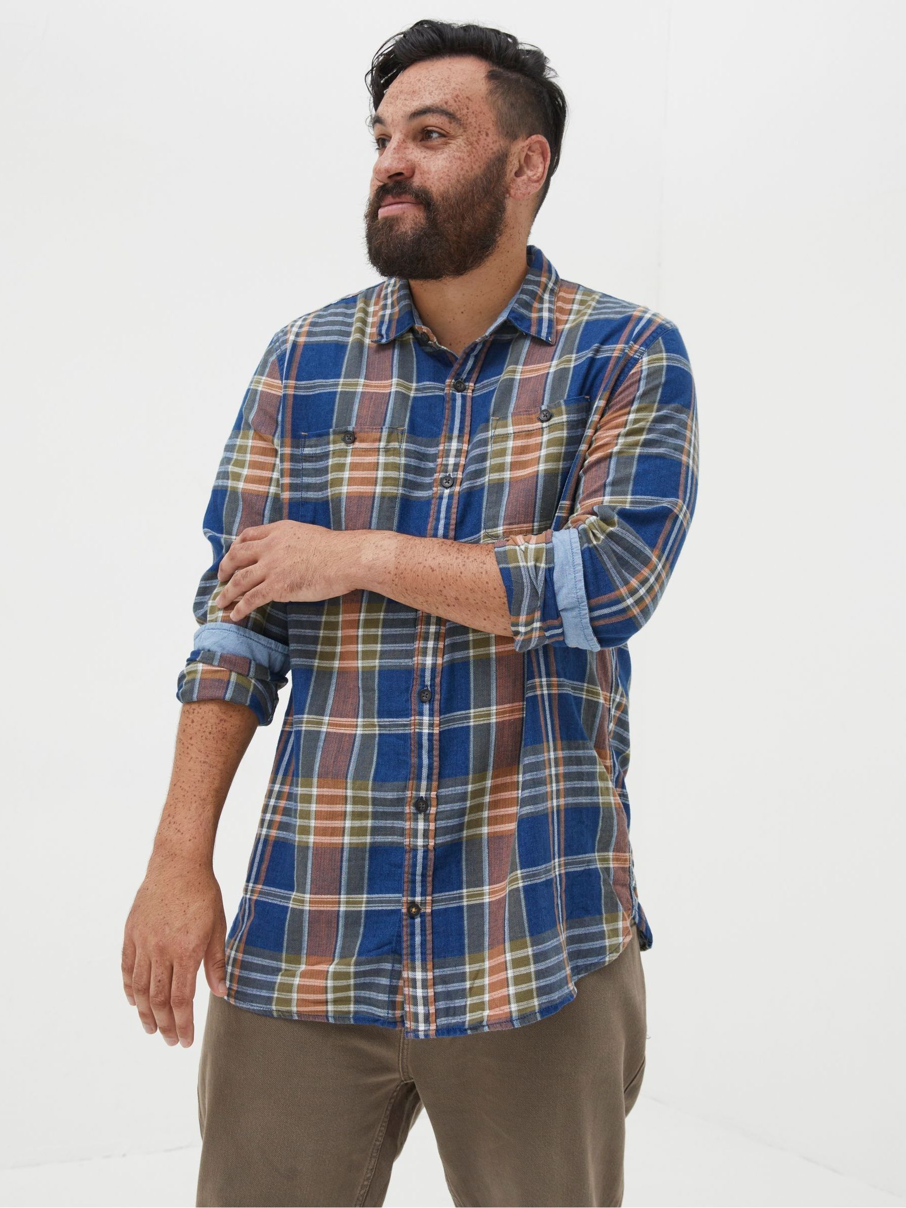 Blue Waddon Indigo Check Shirt | FatFace USA