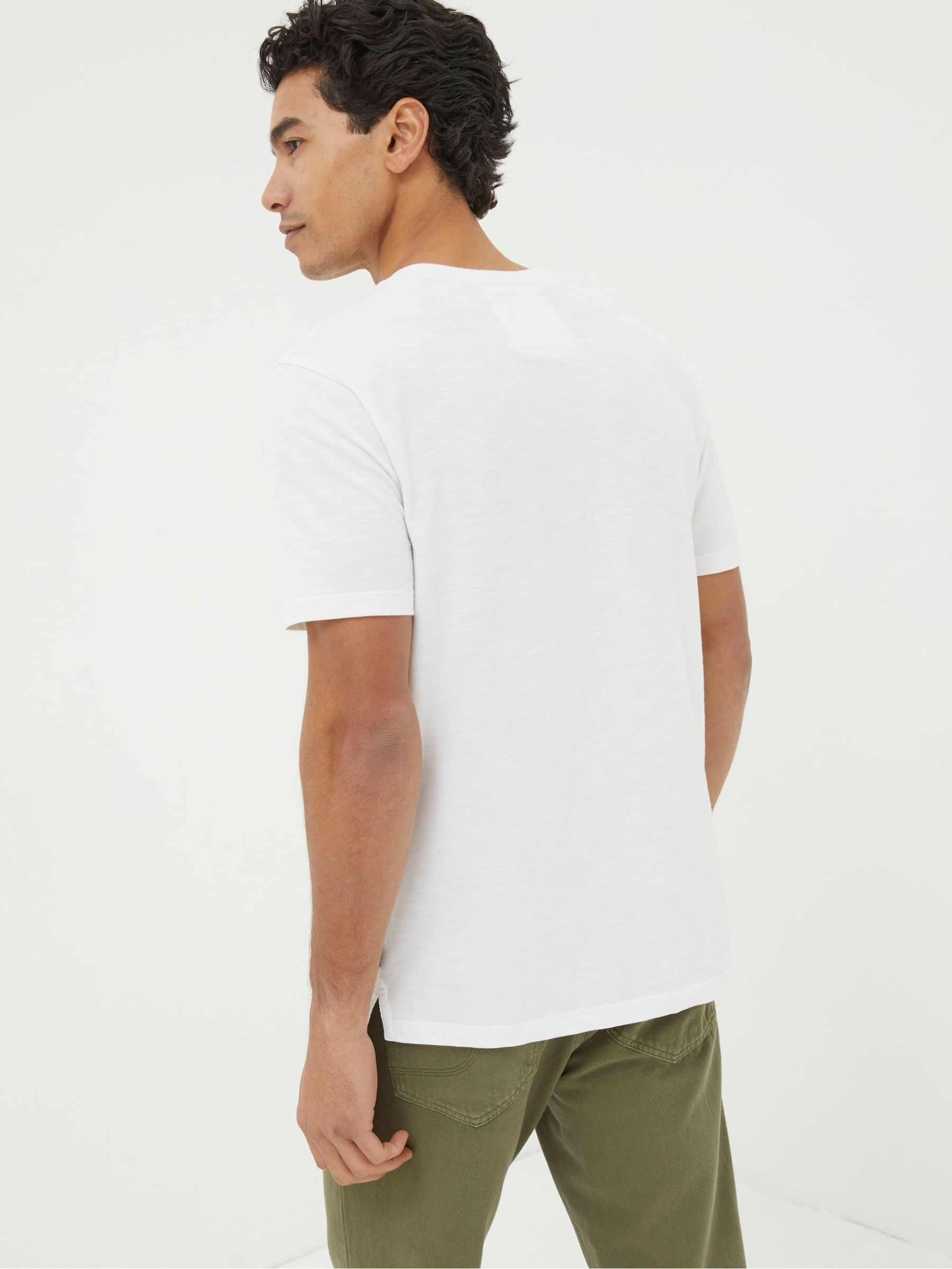 White 100% Cotton Woodside Slub Henley T-Shirt - Image 2 of 5