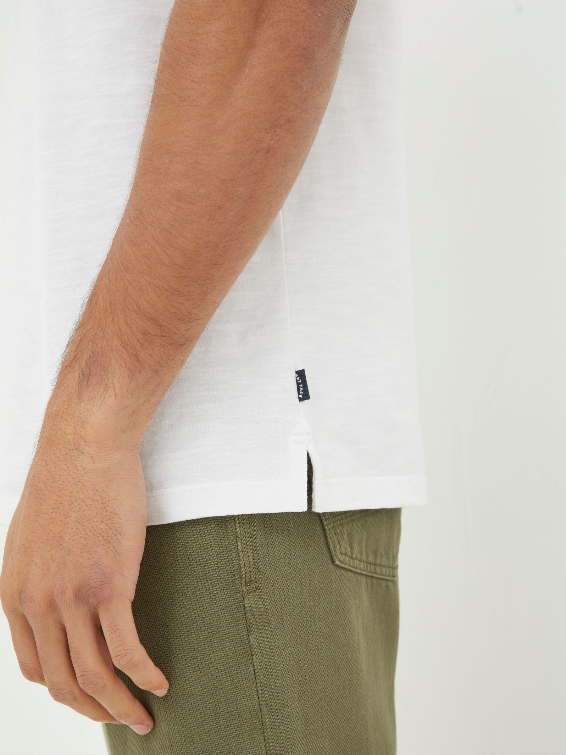 White 100% Cotton Woodside Slub Henley T-Shirt - Image 4 of 5