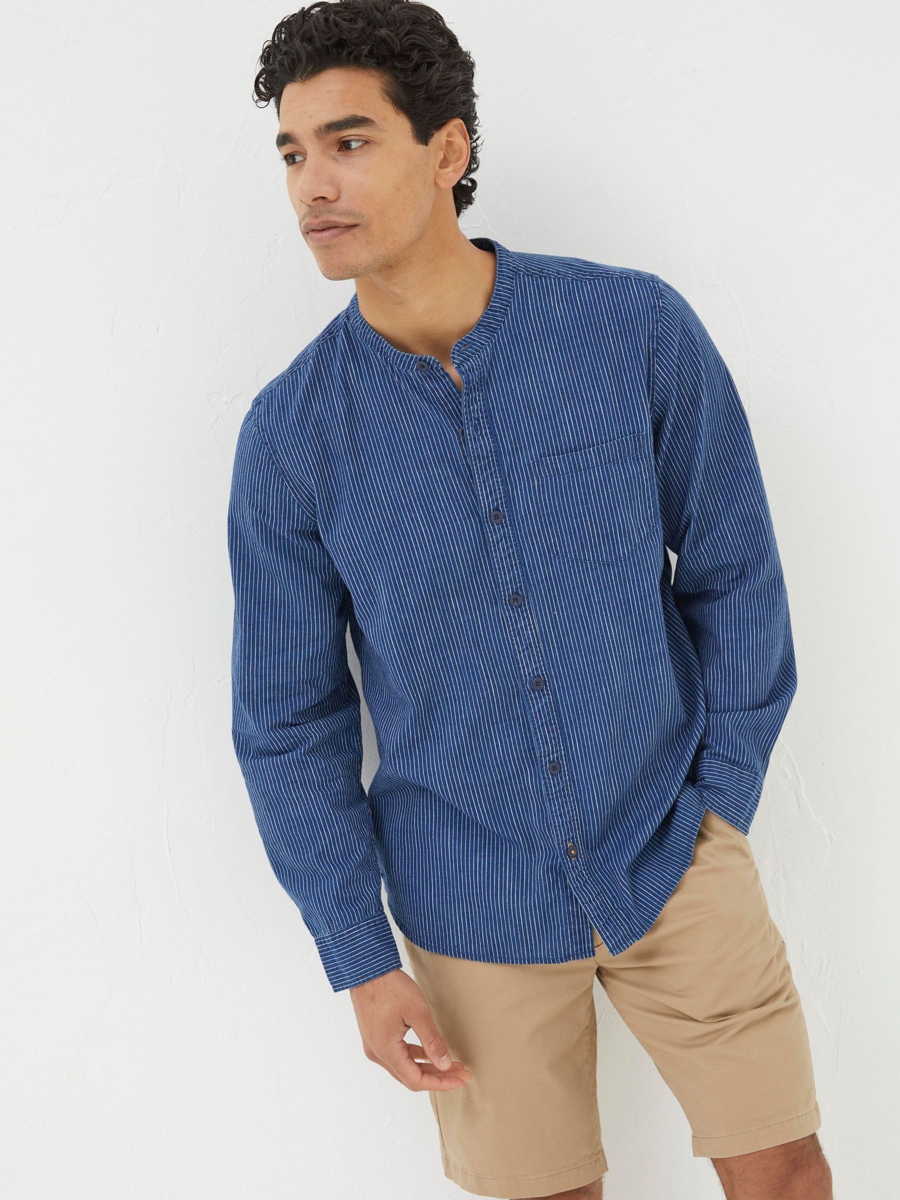 Blue Stripe Grandad Shirt - Image 1 of 5