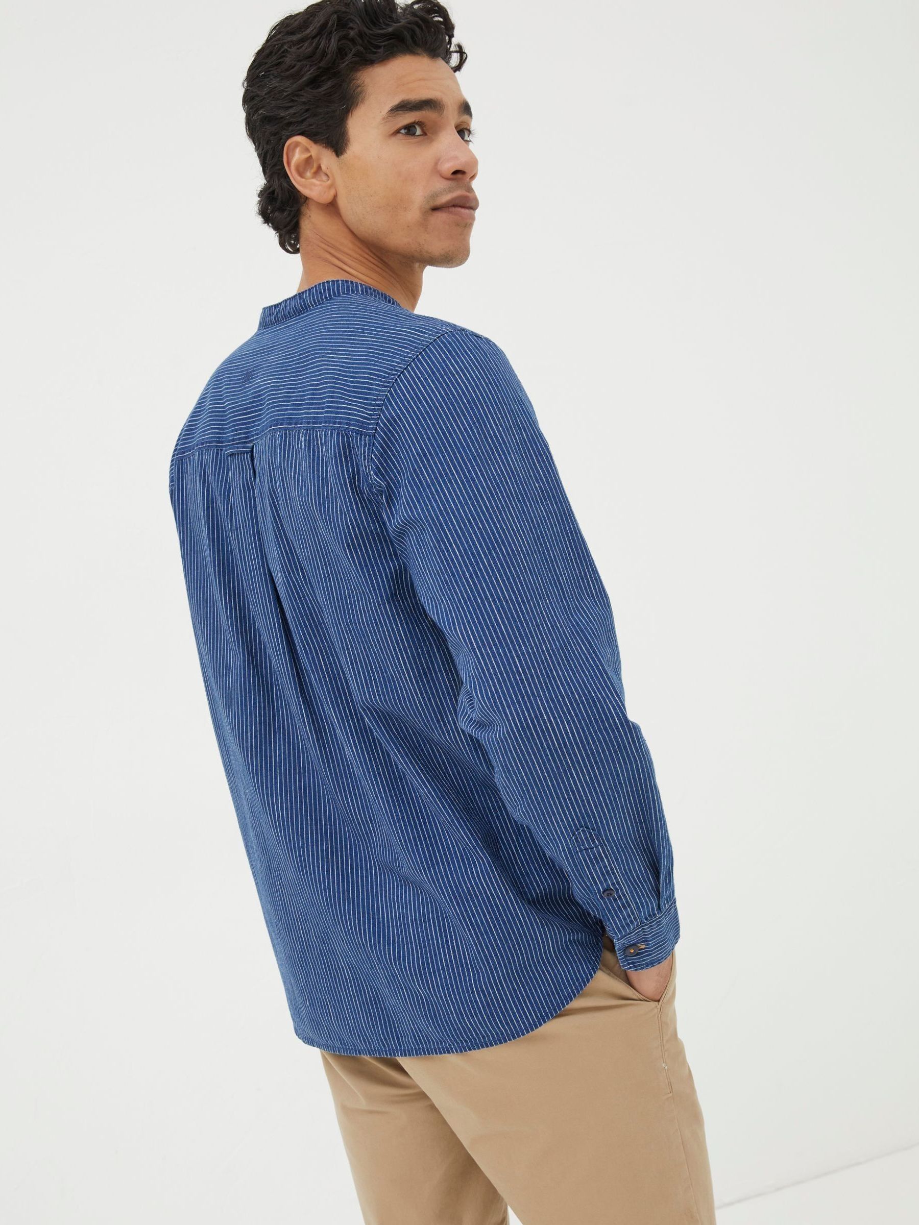 Blue Stripe Grandad Shirt - Image 2 of 5