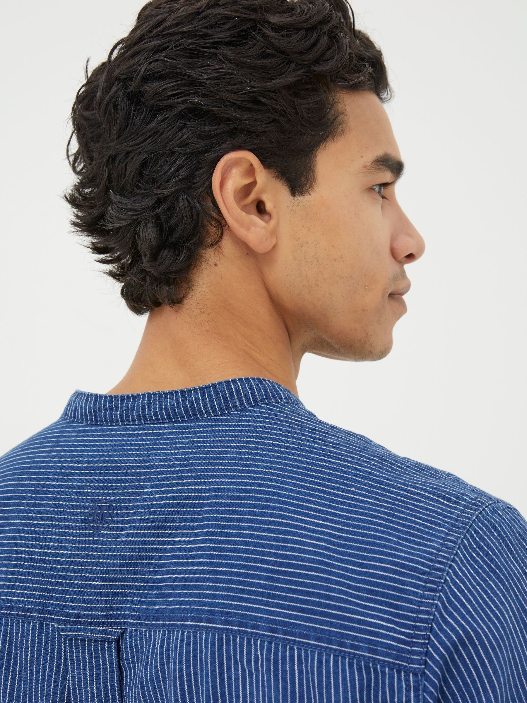 Blue Stripe Grandad Shirt - Image 3 of 5