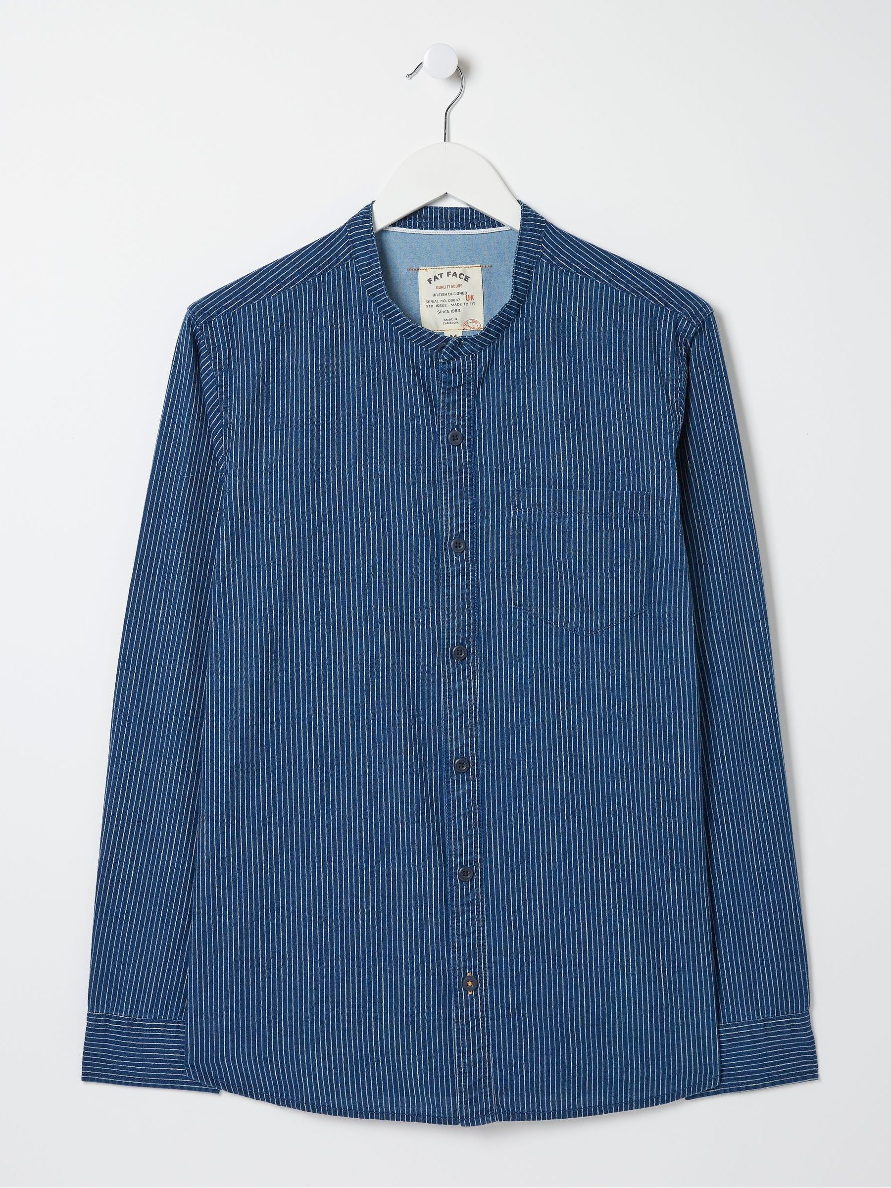 Blue Stripe Grandad Shirt - Image 5 of 5