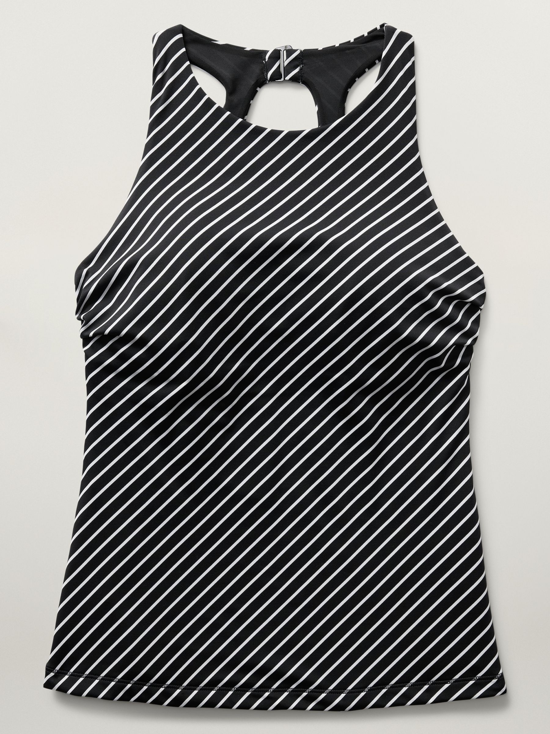 Athleta Black/White Stripe Maldives Tankini Bikini Top - Image 3 of 4