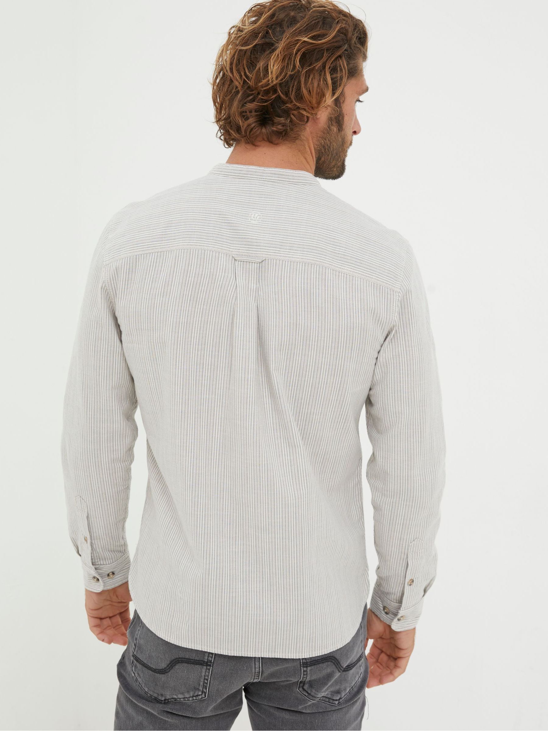 Natural Stripe Grandad Shirt - Image 2 of 5