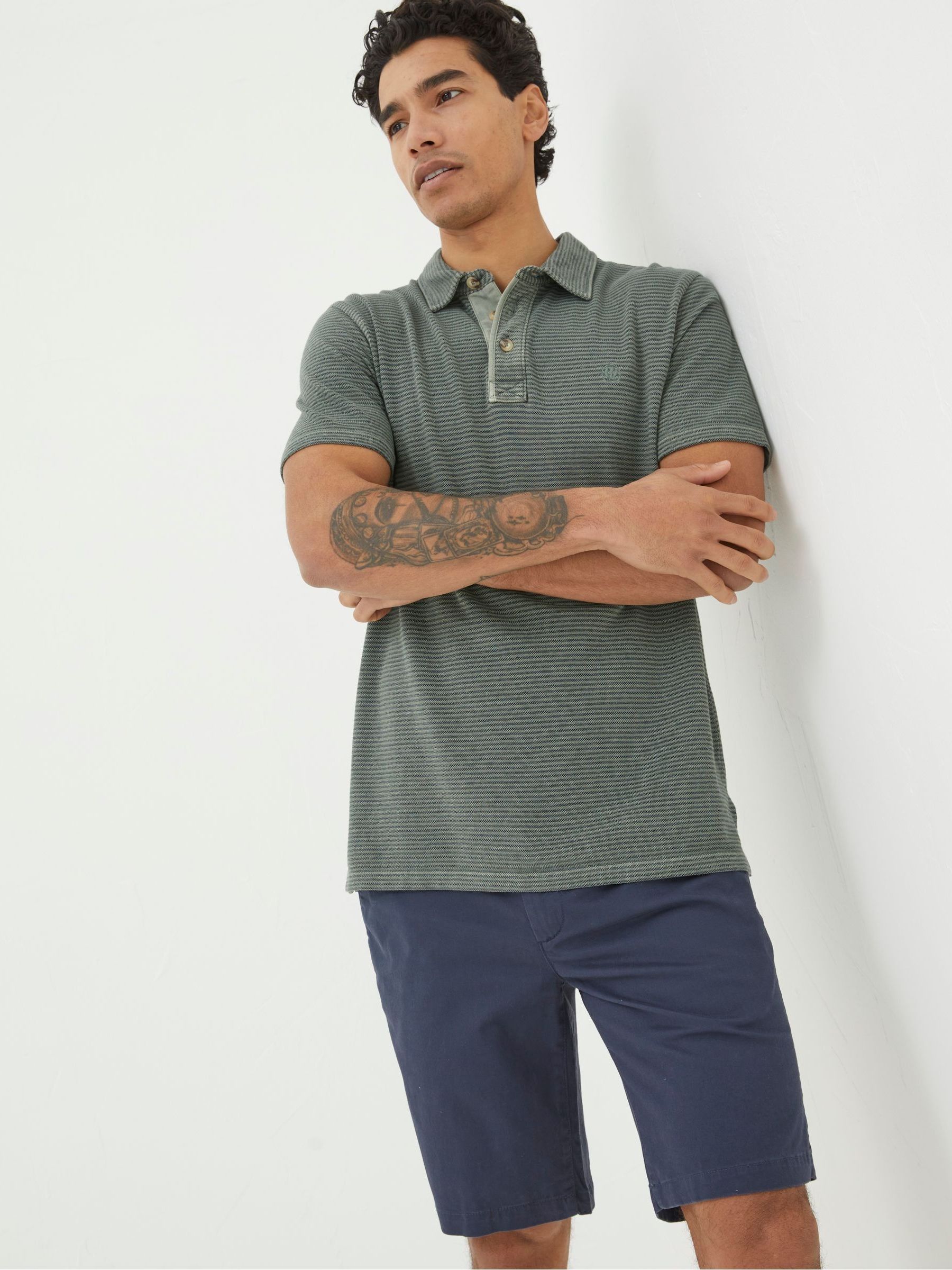 Fine Green Stripe Polo Shirt - Image 1 of 5