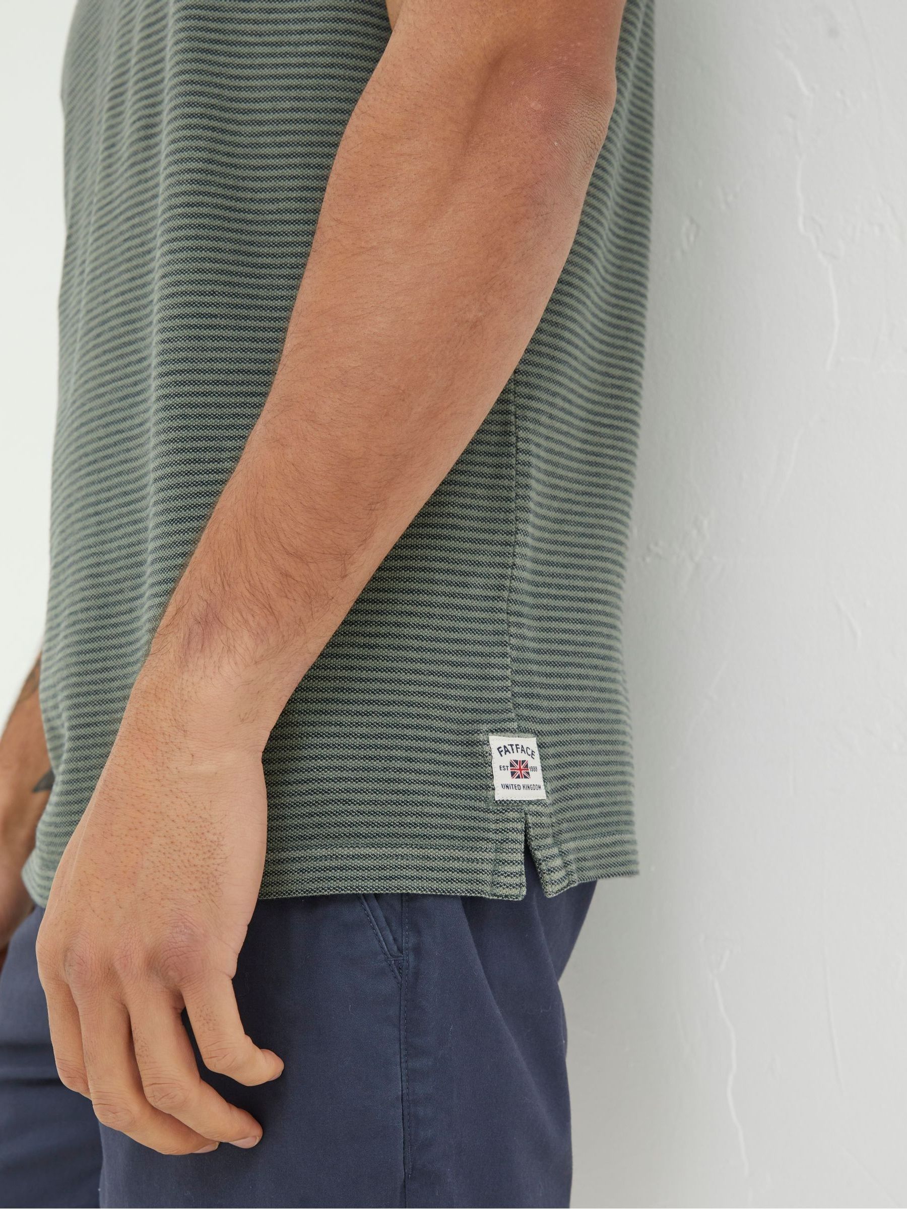 Fine Green Stripe Polo Shirt - Image 4 of 5