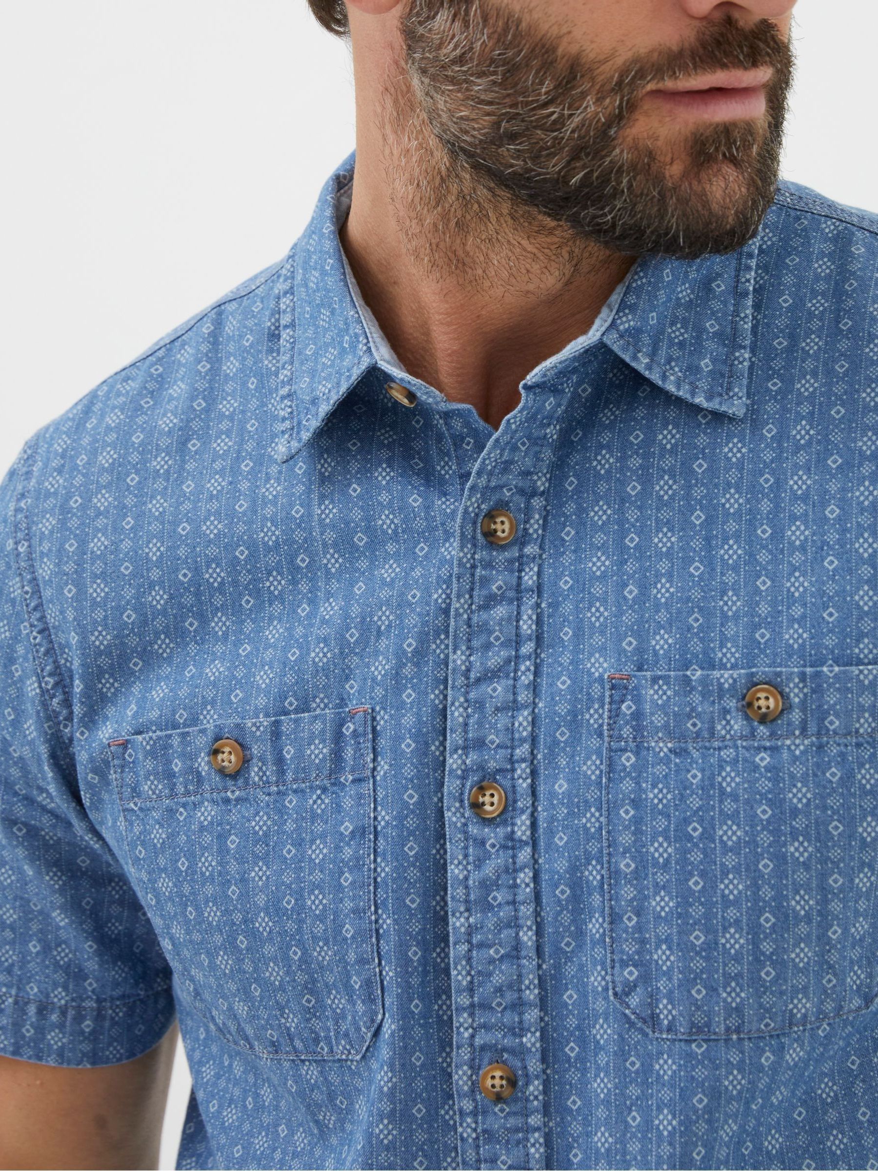 Geo Blue Indigo Print Shirt - Image 4 of 5