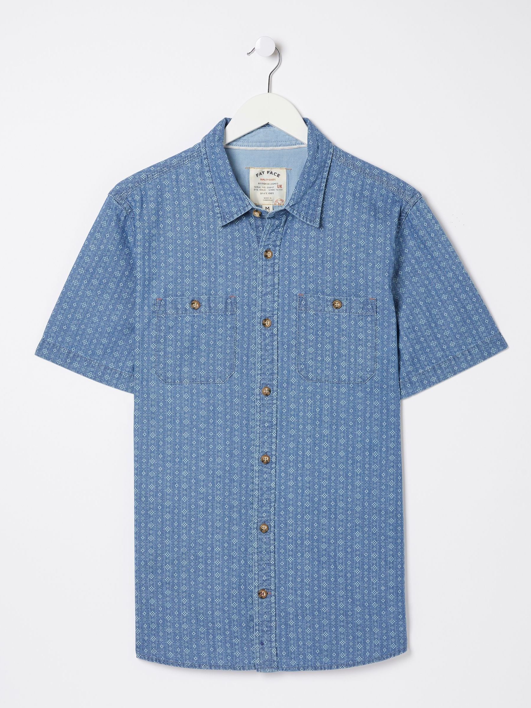 Geo Blue Indigo Print Shirt - Image 5 of 5