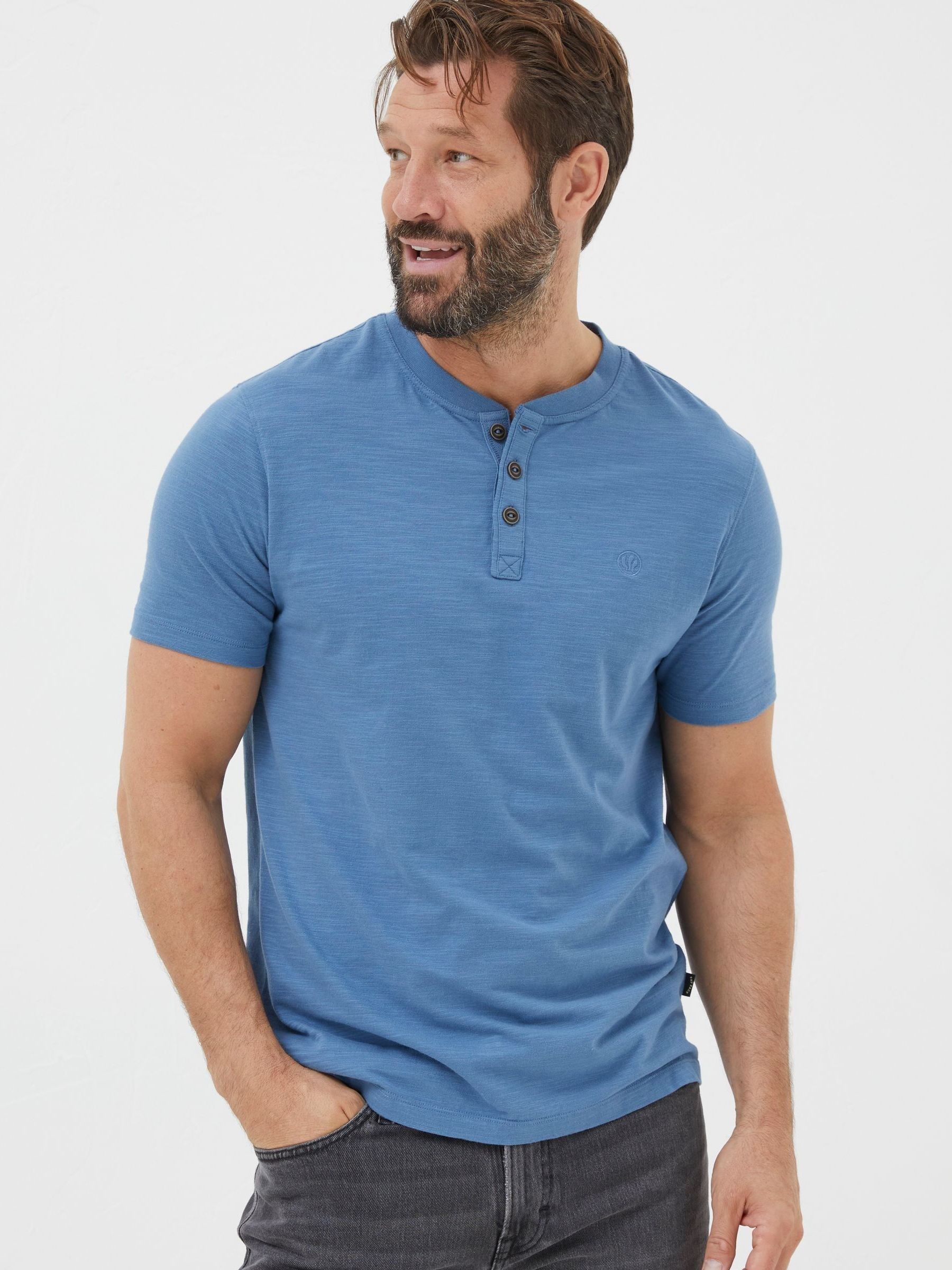 Blue Woodside Slub Henley - Image 1 of 5